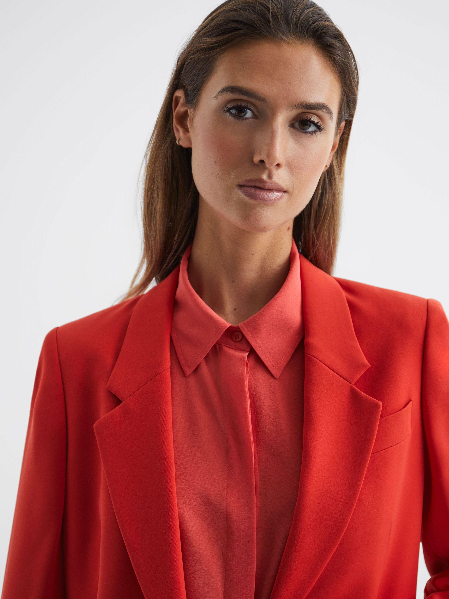 Single Breasted Split Sleeve Tailored Fit Blazer in Coral Product Image