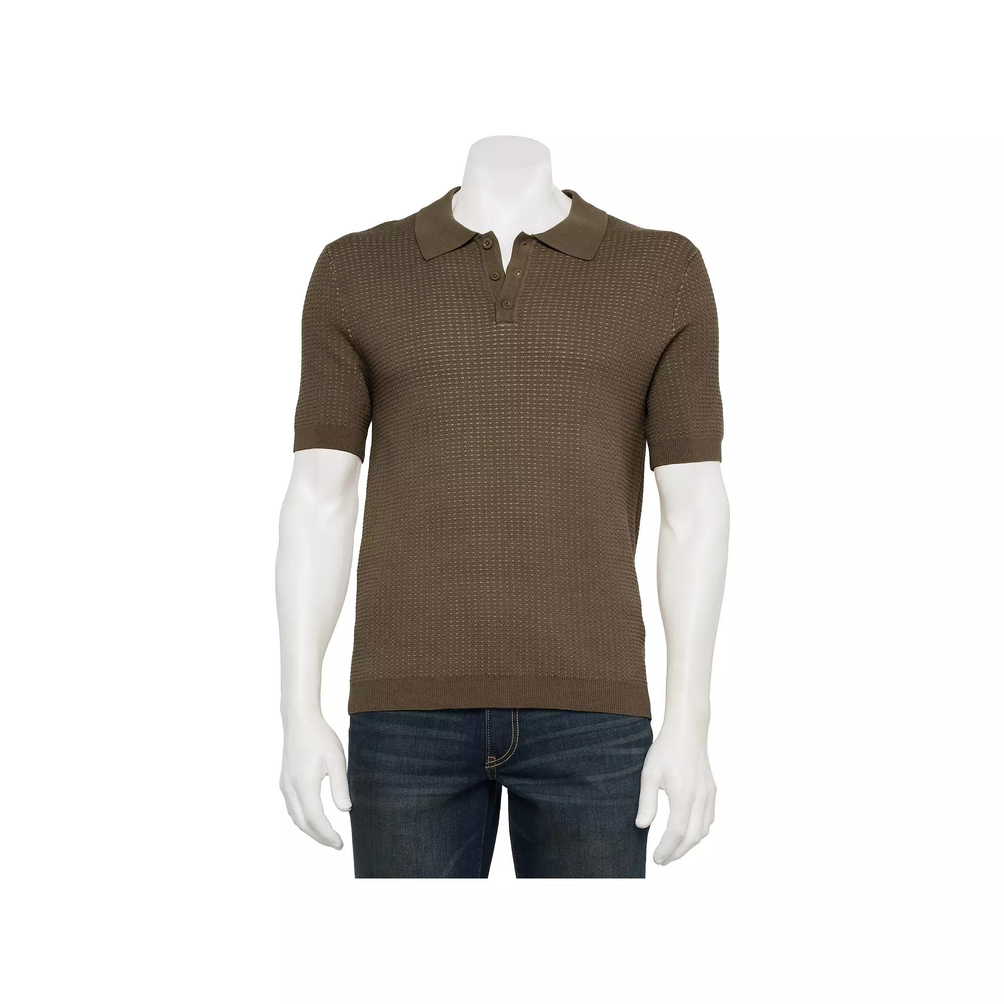 Men's For The Republic Short Sleeve Textured Polo,  Product Image