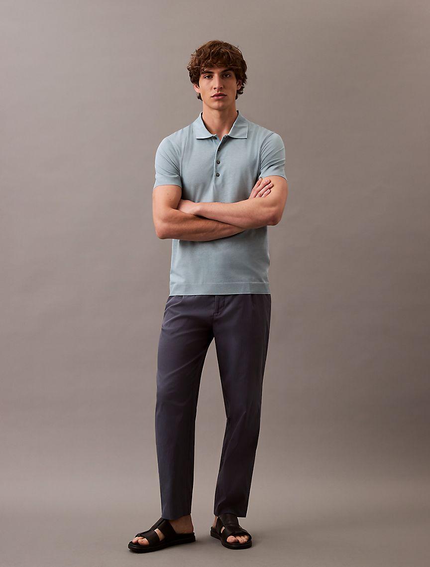 Fine Knit Lyocell Blend Polo Shirt Product Image