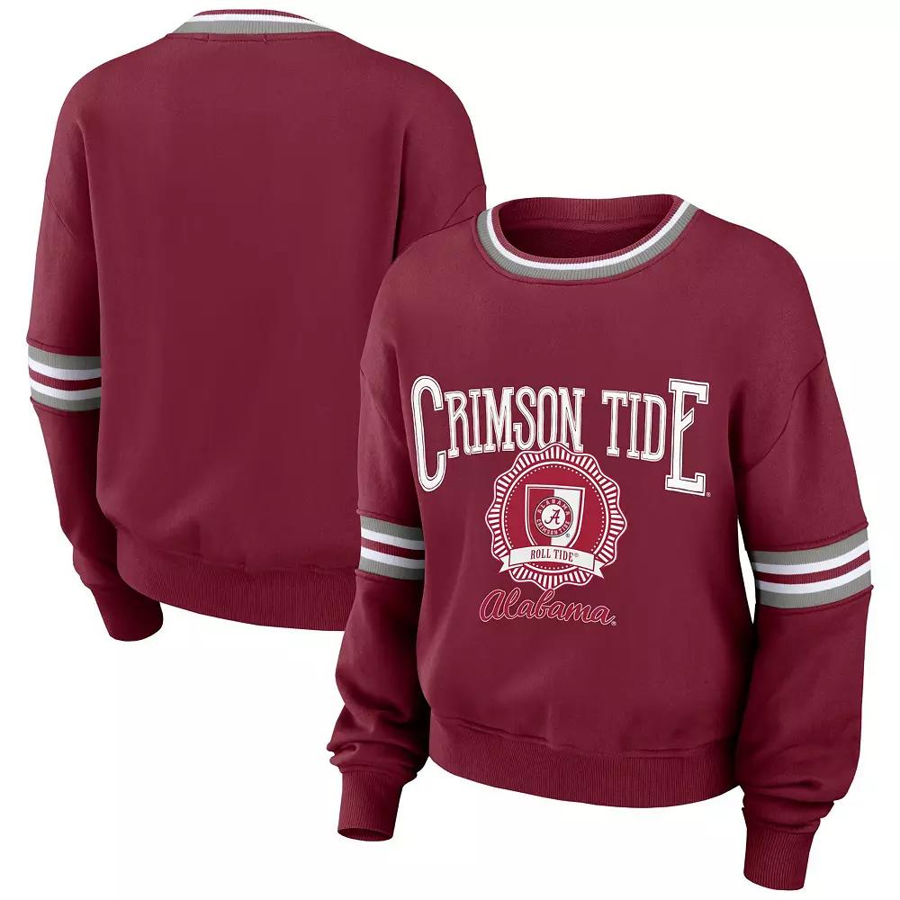Women's WEAR by Erin Andrews Crimson Alabama Crimson Tide Vintage Pullover Sweatshirt, Size: Medium, Red Product Image