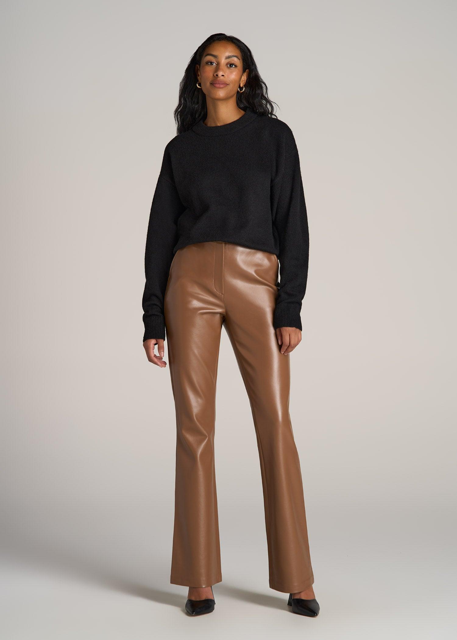 Relaxed Crewneck Wool Blend Sweater for Tall Women in Black Female Product Image