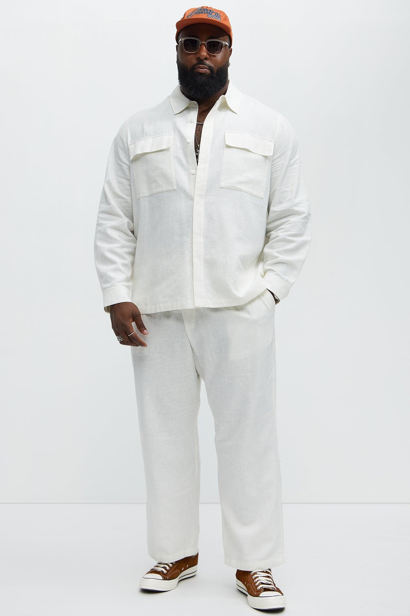 Bahamas Linen Long Sleeve Shirt - White Male Product Image