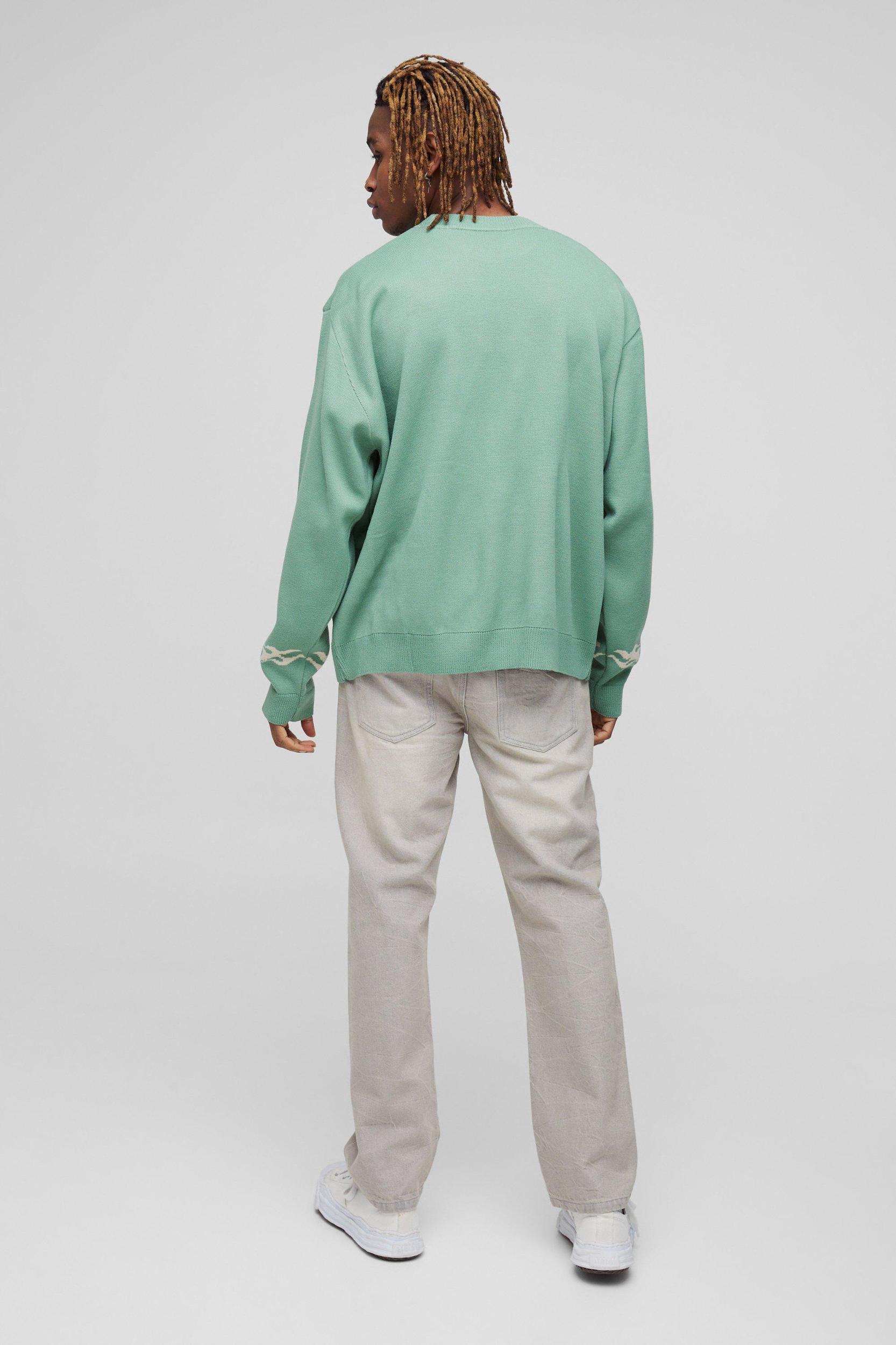 Tall Oversized Boxy Moto Knitted Sweater | boohooMAN USA Product Image