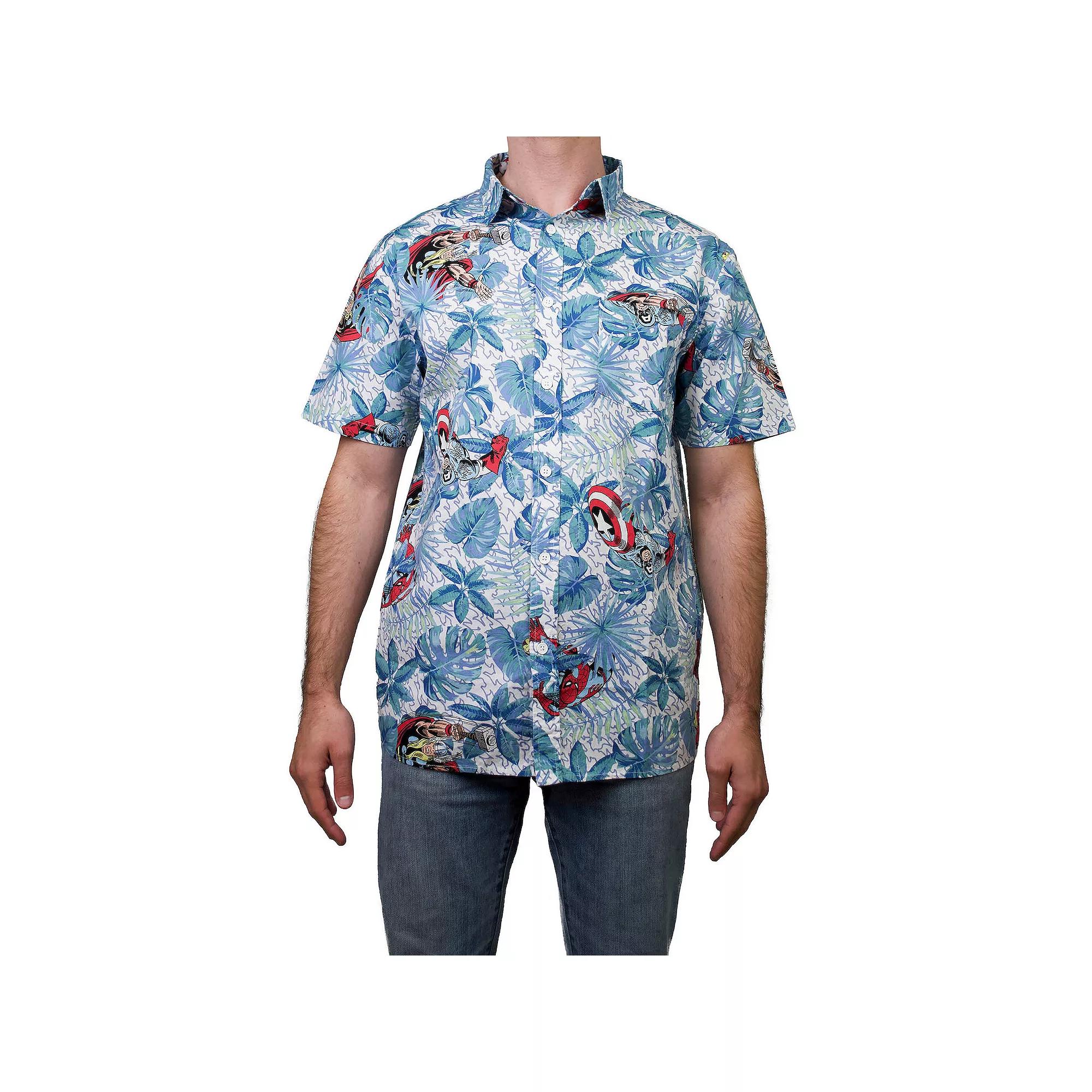 Men's Avengers Hawaiian Button Up,  Product Image