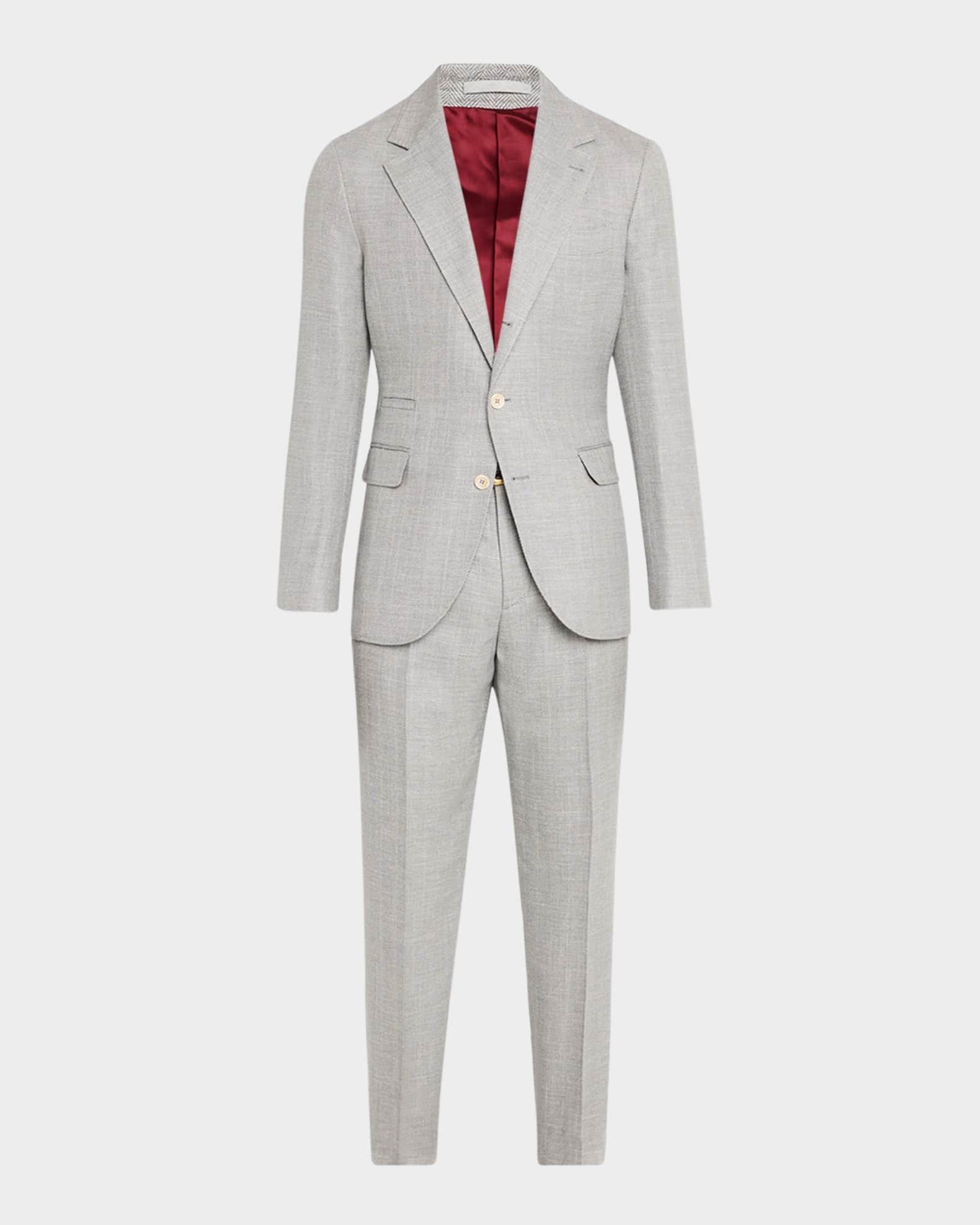 Men's Wool, Silk and Linen Chevron Two-Piece Suit Product Image