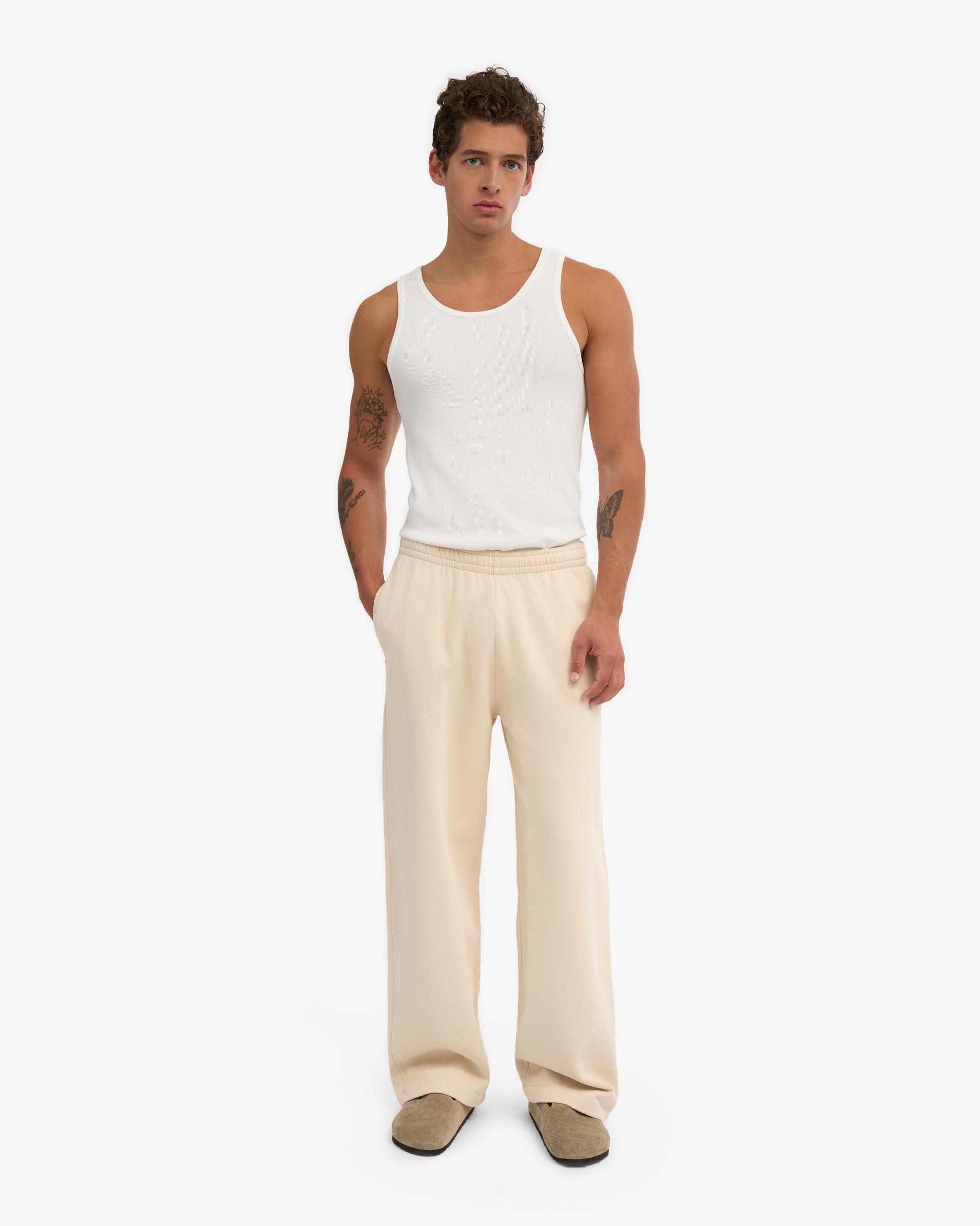 Organic Straight Leg Sweatpants - Ivory White Product Image