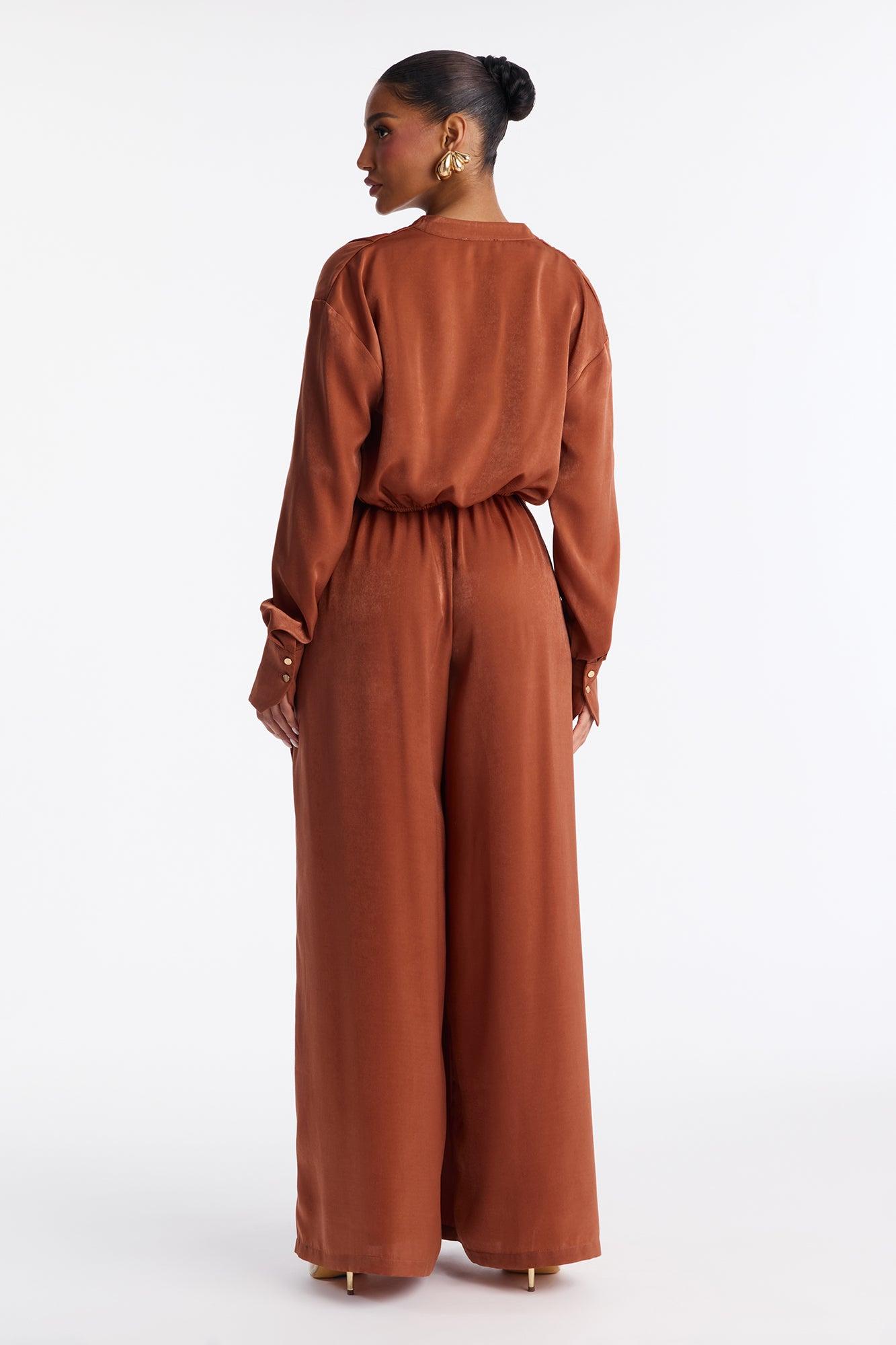 Into You Satin Pant Set - Rust Female Product Image