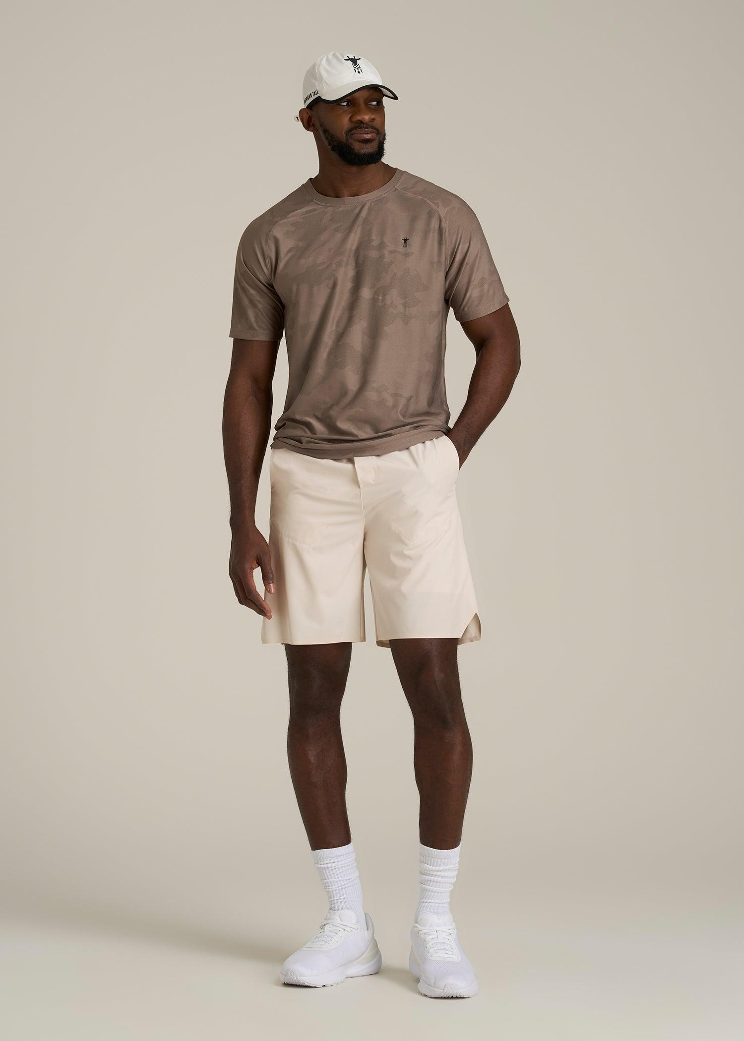 2-in-1 Featherweight Running Short for Tall Men in Light Stone Male Product Image