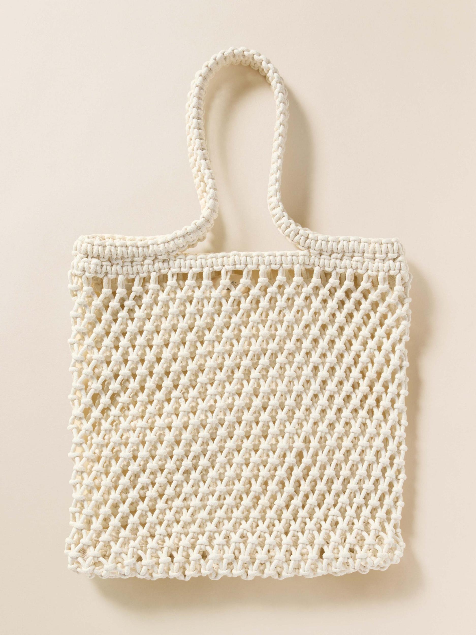 Sunwashed Macrame Tote - Cream Product Image