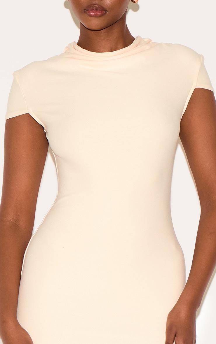  Almond Soft Touch High Neck Cowl Bodycon Dress Product Image