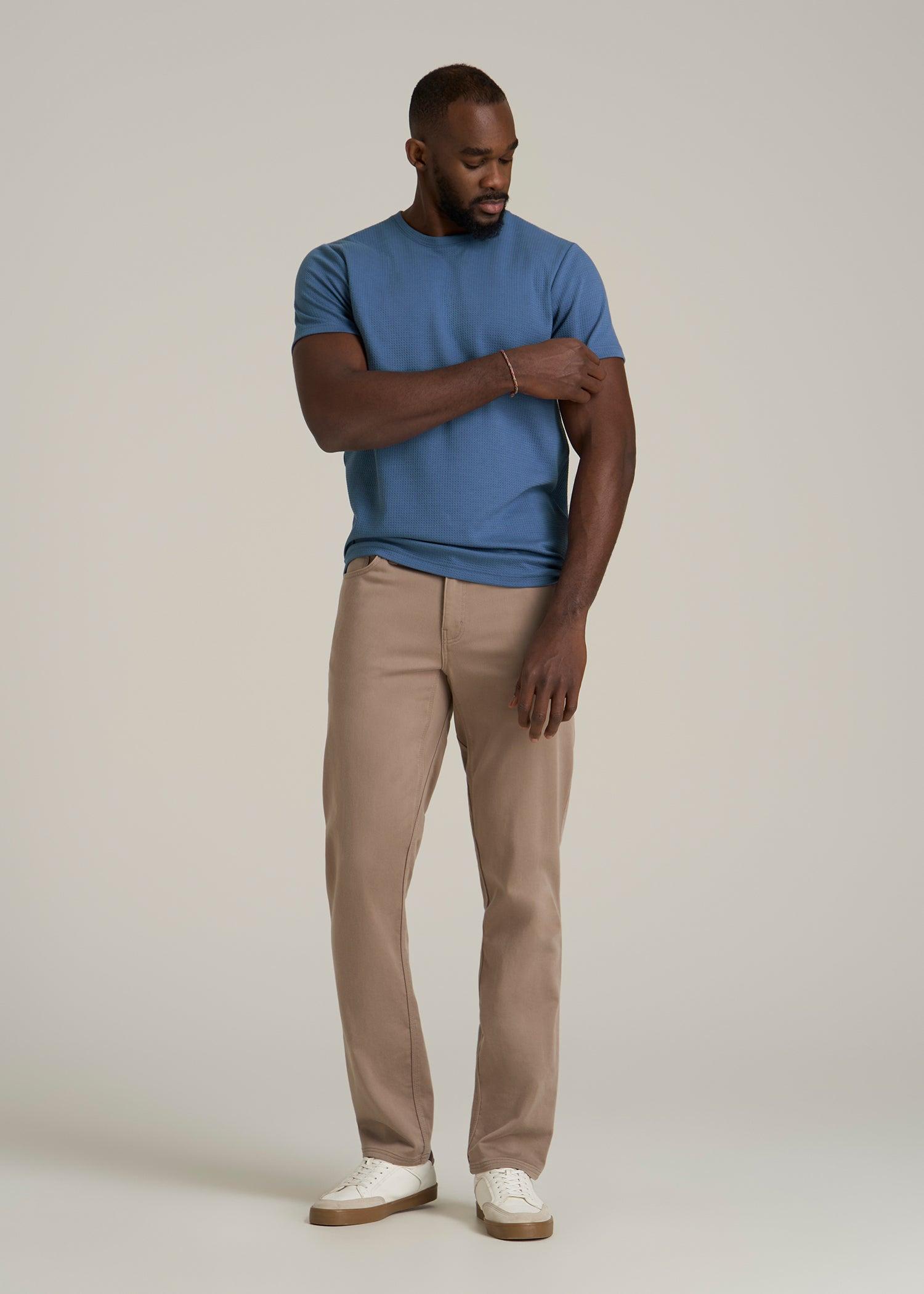 Cloud Knit Waffle Short Sleeve Tee for Tall Men in Deep Cobalt Male Product Image