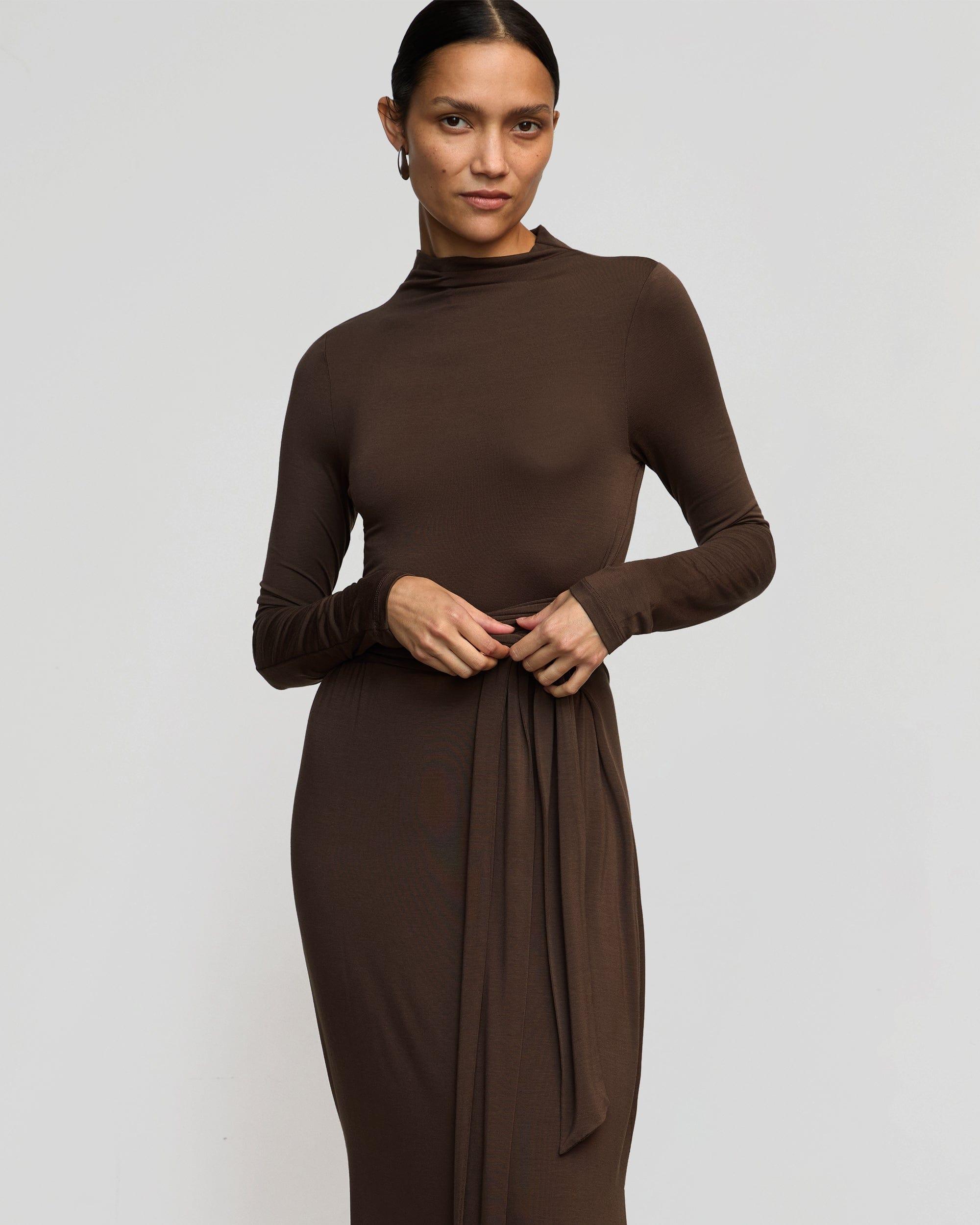 Vero Tie-Front Long-Sleeve Dress Product Image