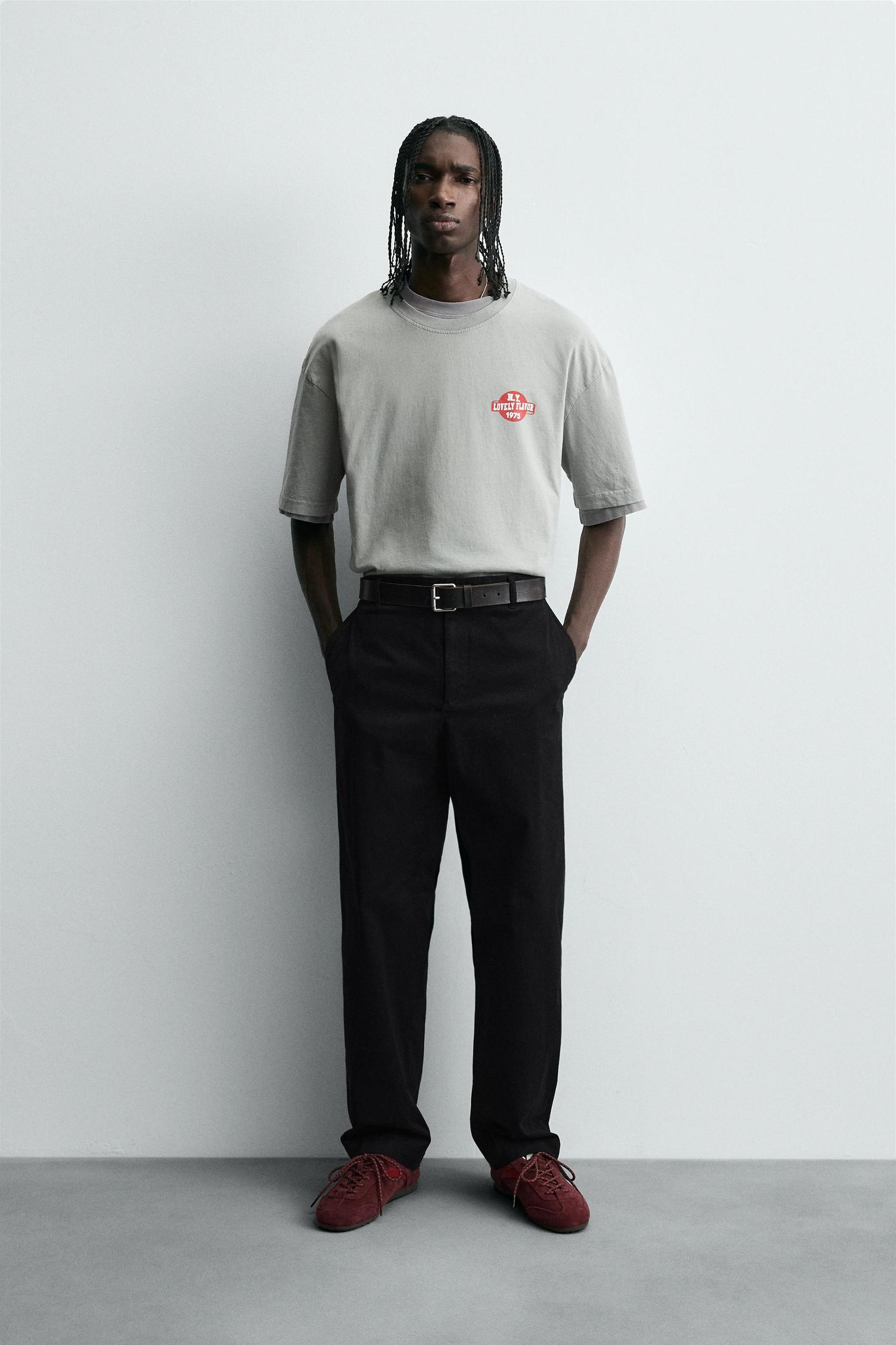 WASHED T-SHIRT WITH COMBINED PRINT Product Image