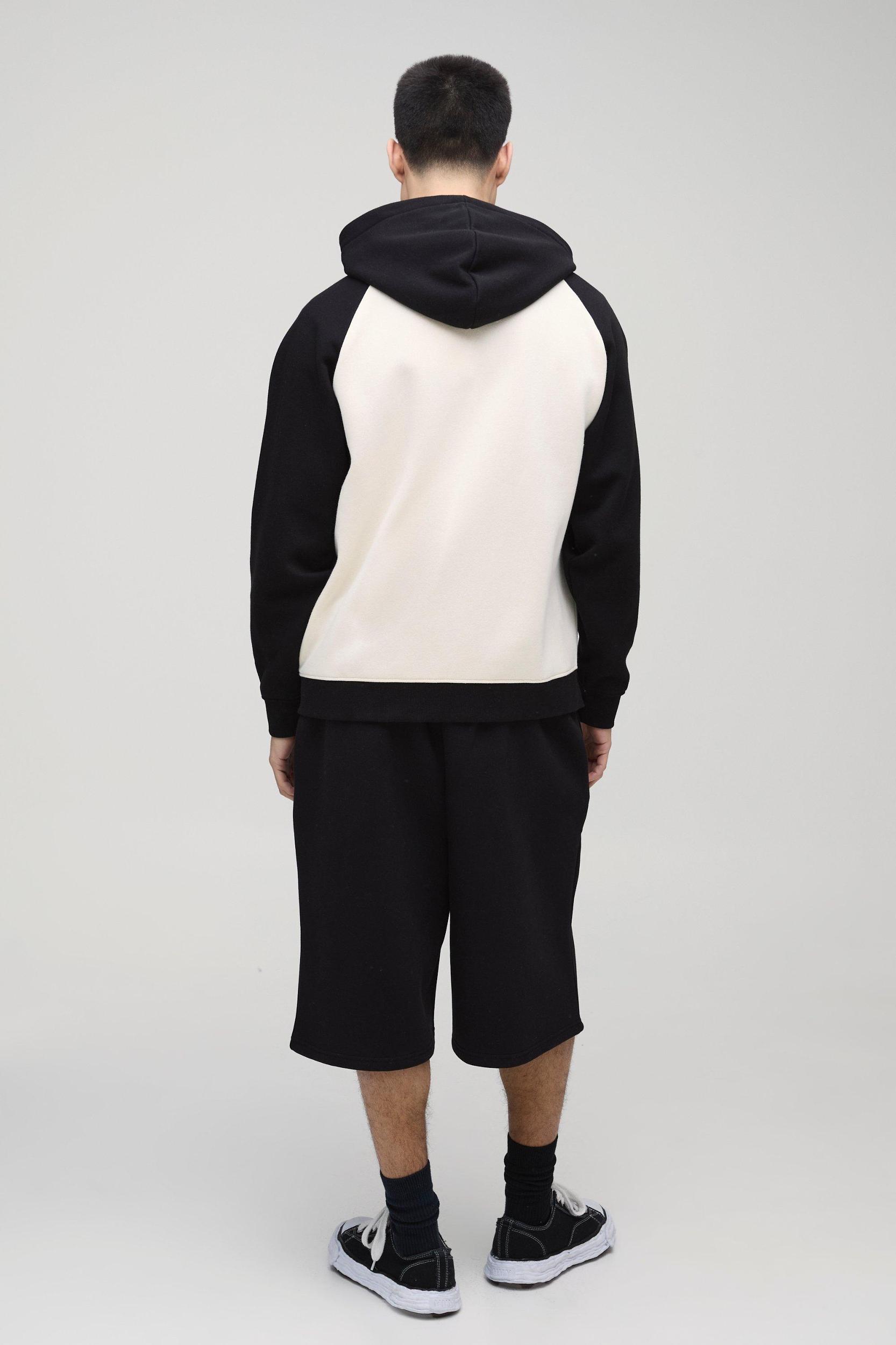 Oversized Official Applique Raglan Zip Through Hoodie | boohooMAN USA Product Image