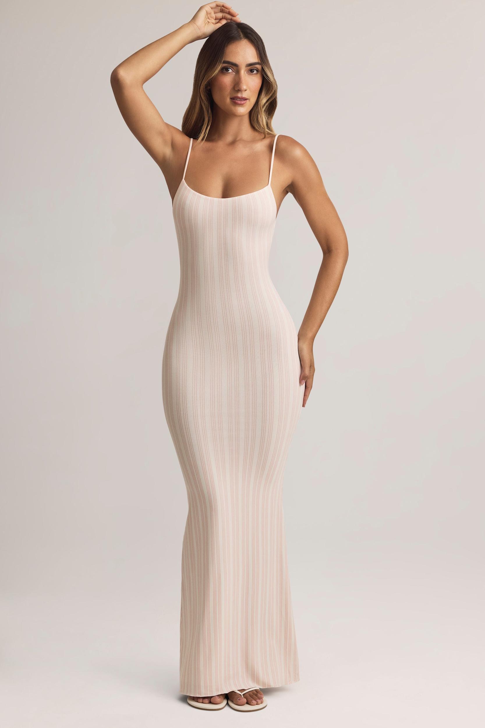 Modal Scoop-Neck Maxi Dress in Stripe Print Product Image