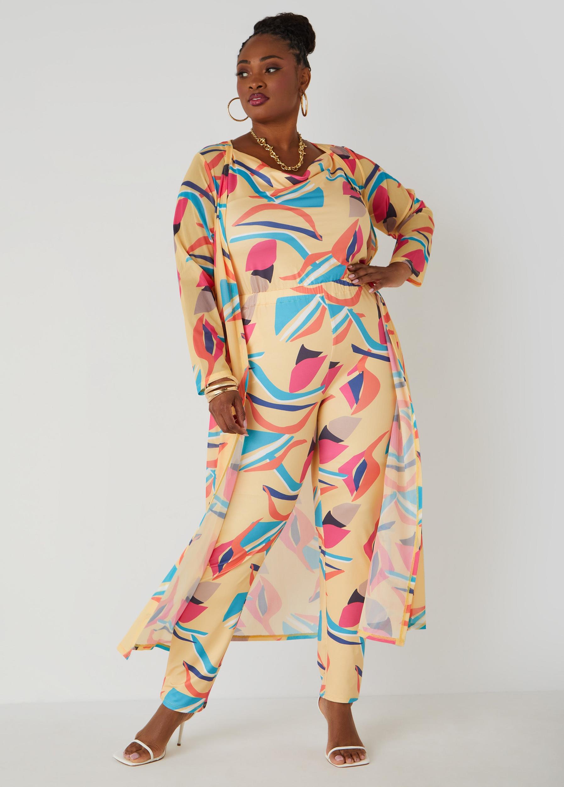 Abstract Print Cowl Neck Jumpsuit Product Image