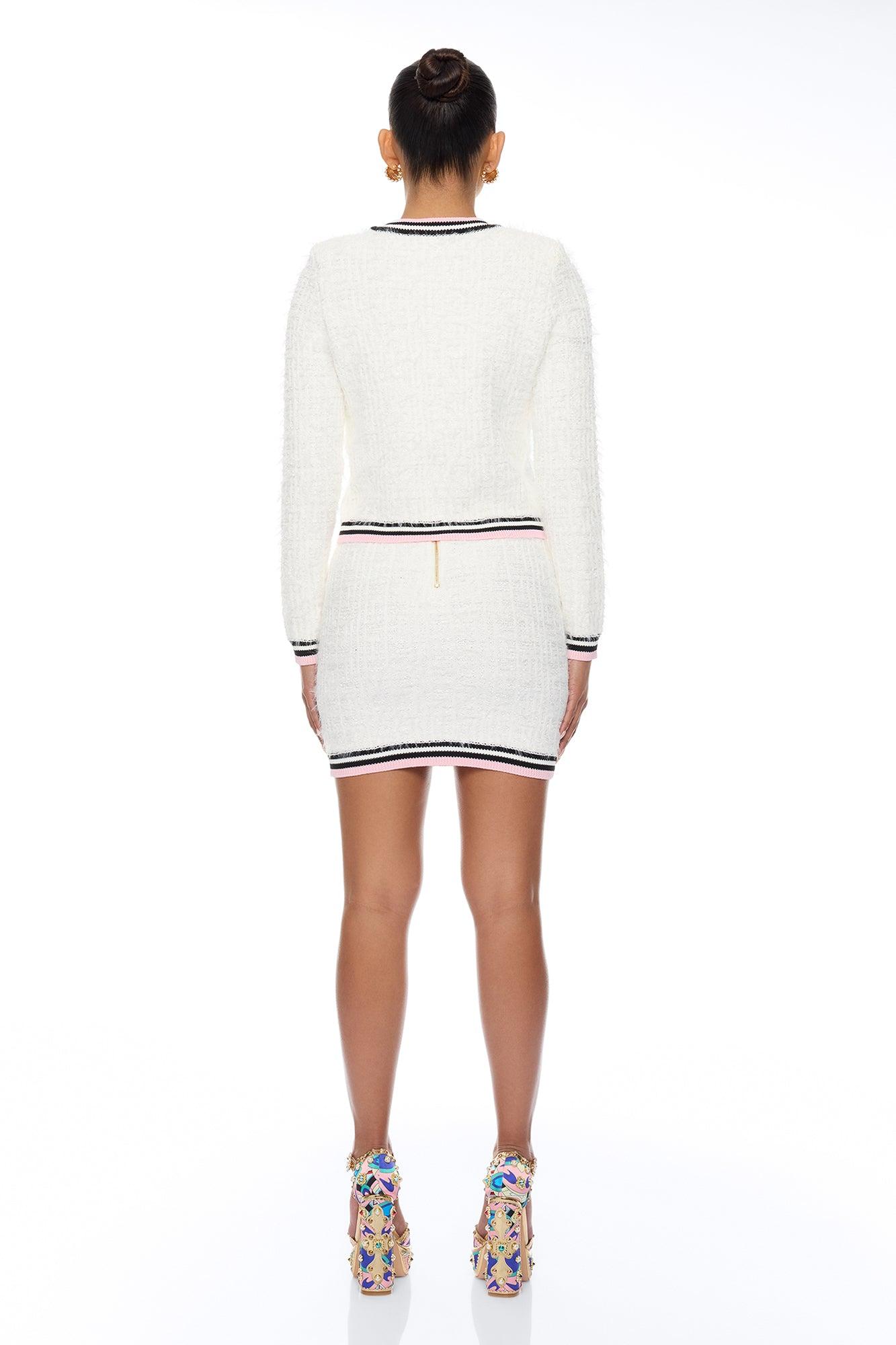 Haylee Tweed Skirt Set - White/combo Female Product Image