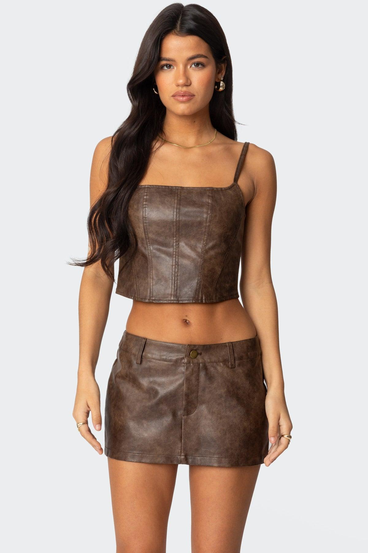 Scout Zip Up Faux Leather Corset Product Image