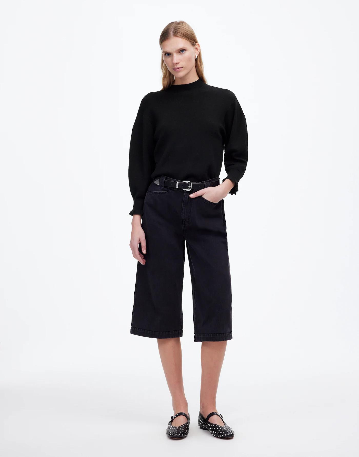 Merino Wool Ruffle Mockneck Sweater Product Image