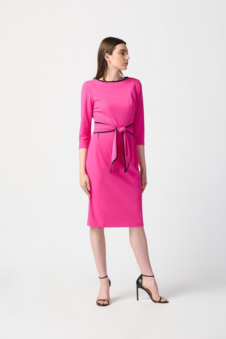 Scuba Crepe Sheath Dress- Ultra Pink/Black Product Image