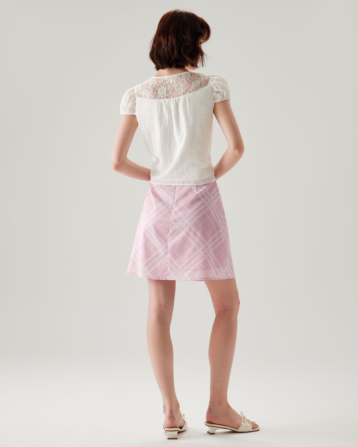 White Lace Puffed Sleeve Tee Product Image