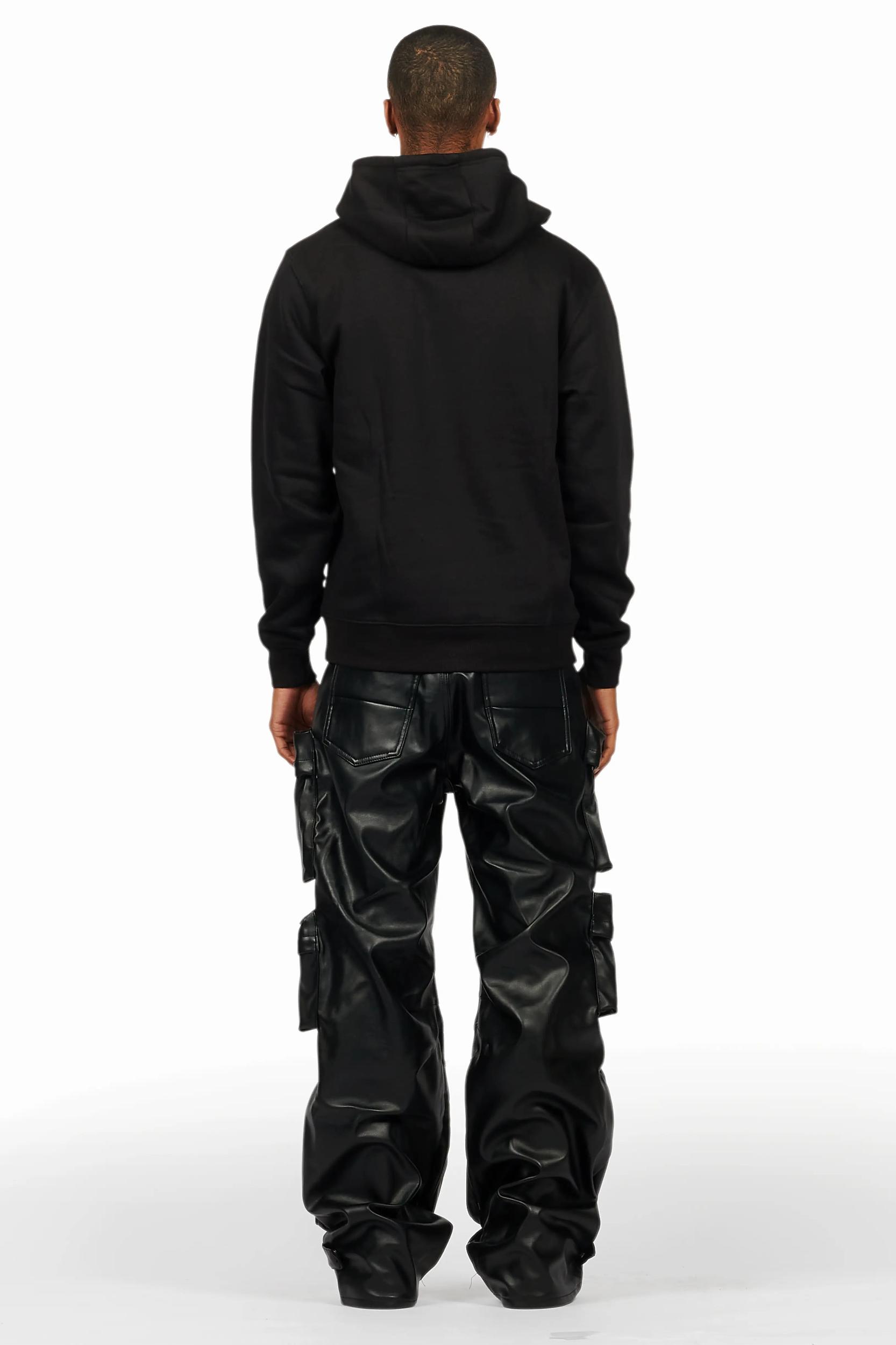 Sana Black Hoodie/Baggy Fit PU Jean Bundle Male Product Image