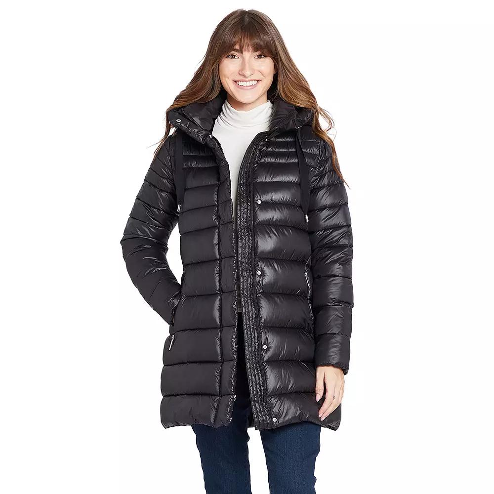Women's Nine West Lightweight Puffer Jacket, Size: Small, Blue Silver Product Image