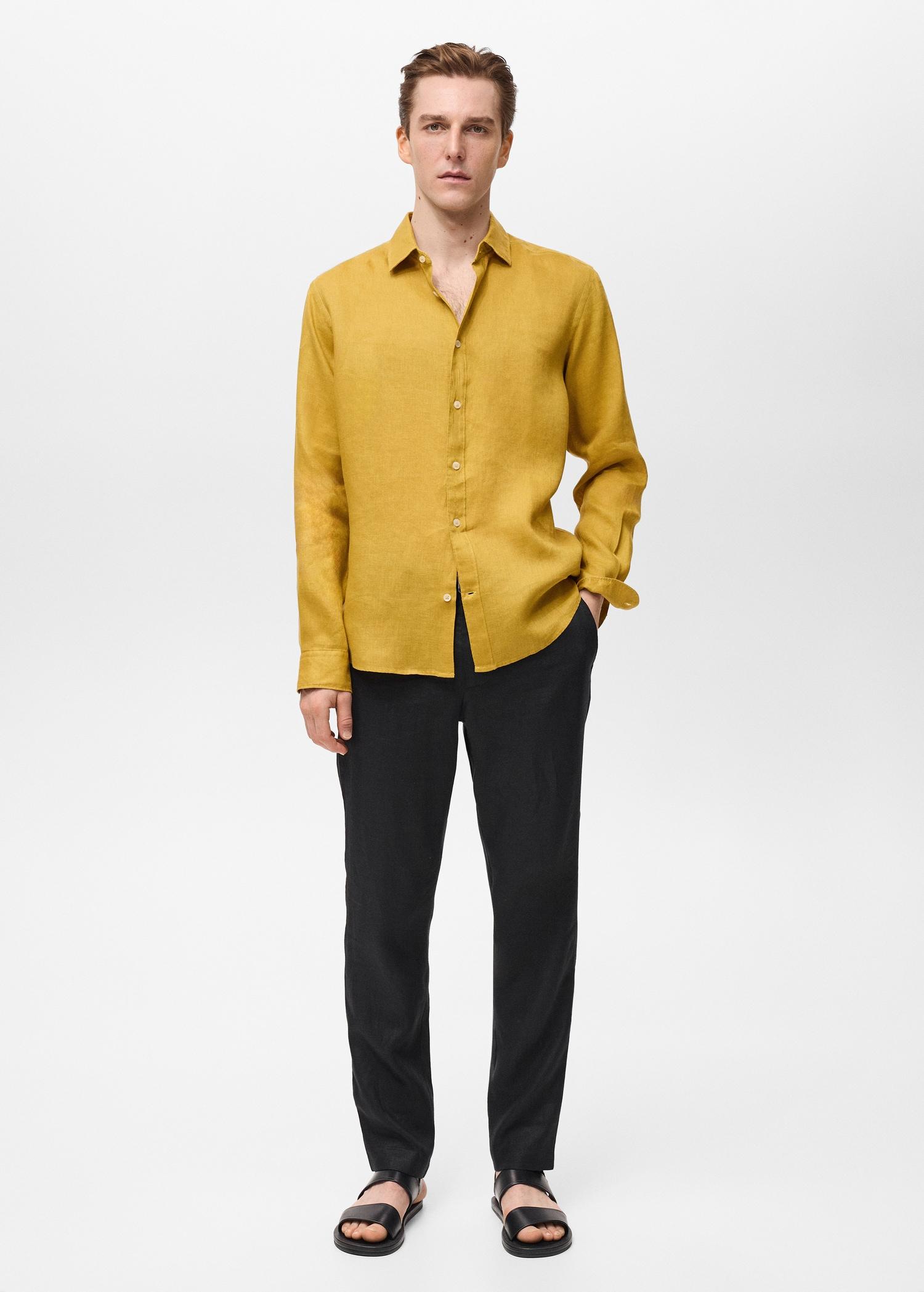 Linen 100% shirt - Men | MANGO USA Product Image