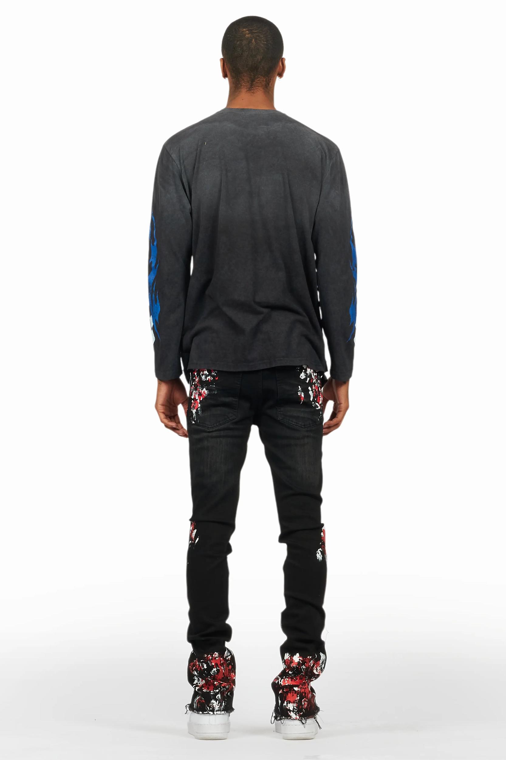Kodak Black/Red Painter Stacked Flare Jean Male Product Image