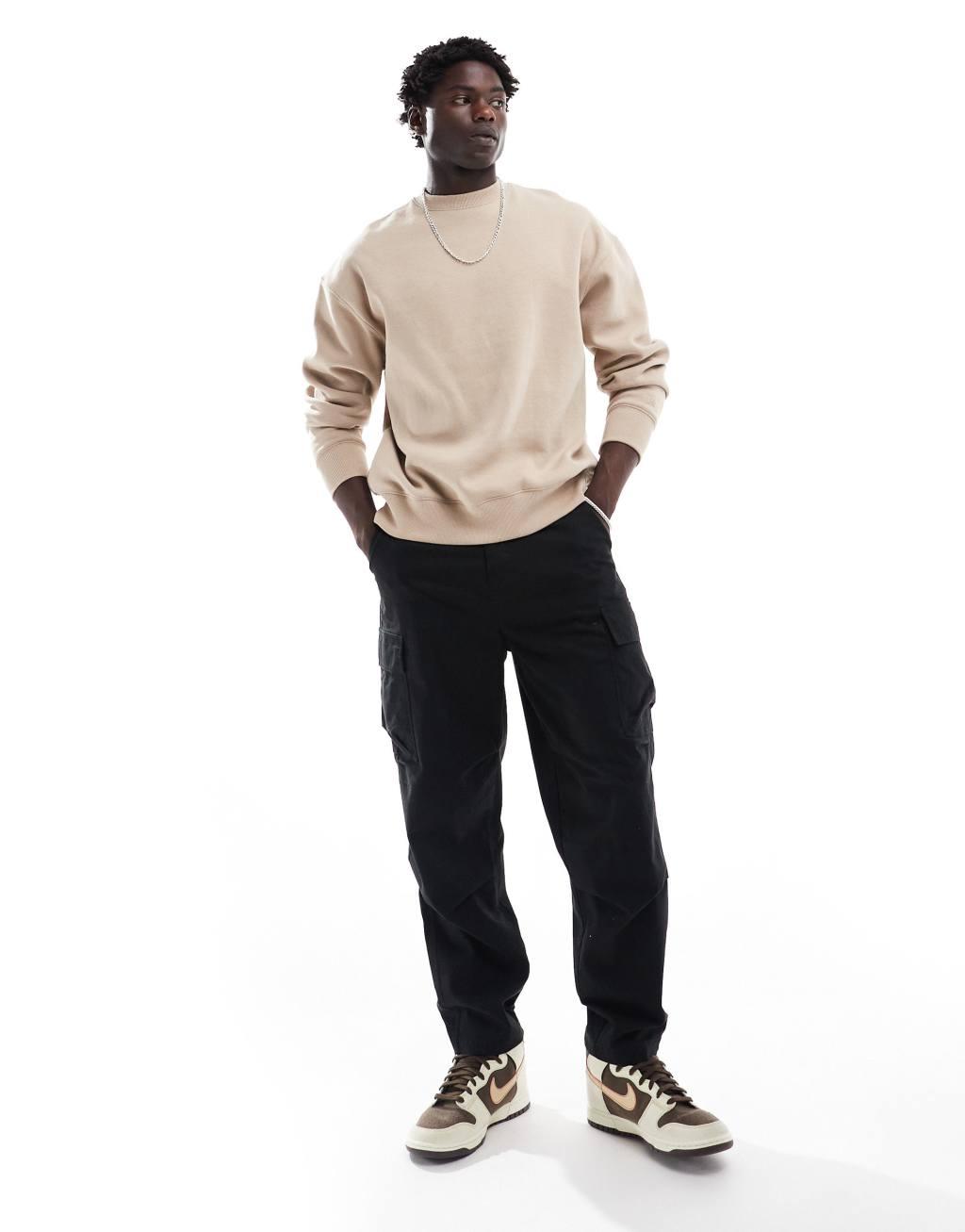 Pull&Bear sweatshirt in beige Product Image