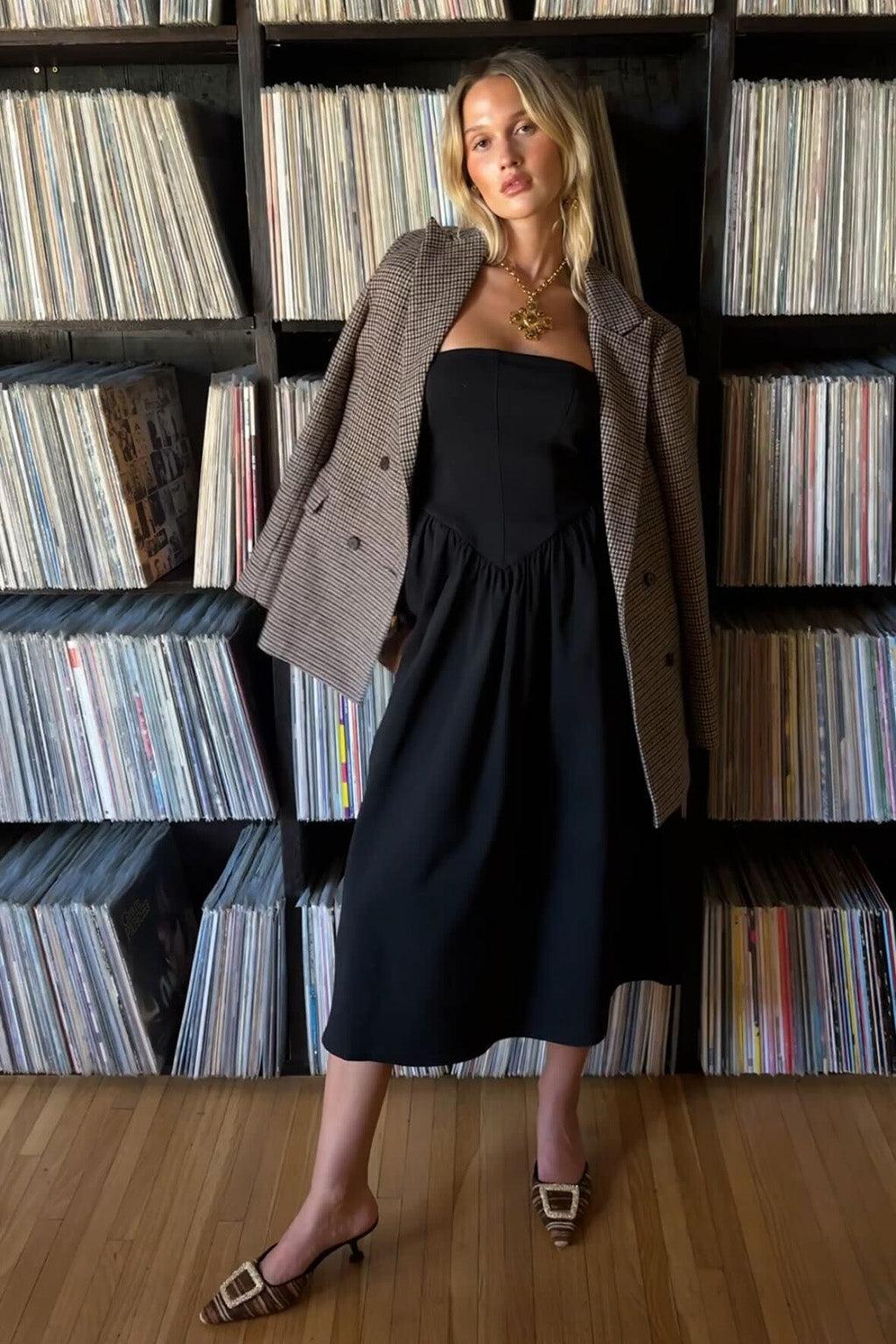 Blaire Strapless Drop Waist Midi Dress Product Image