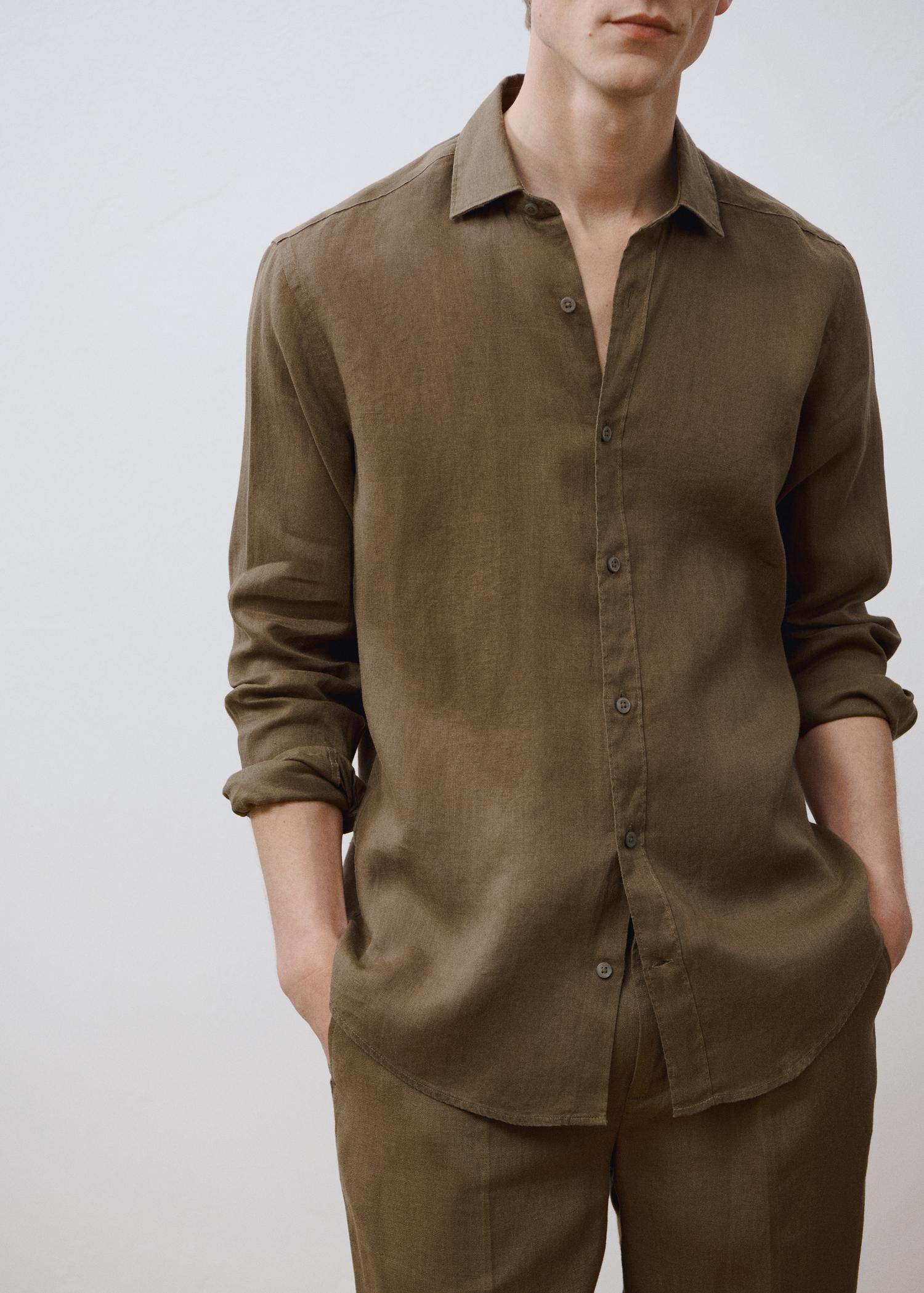 Linen 100% shirt - Men | MANGO USA Product Image