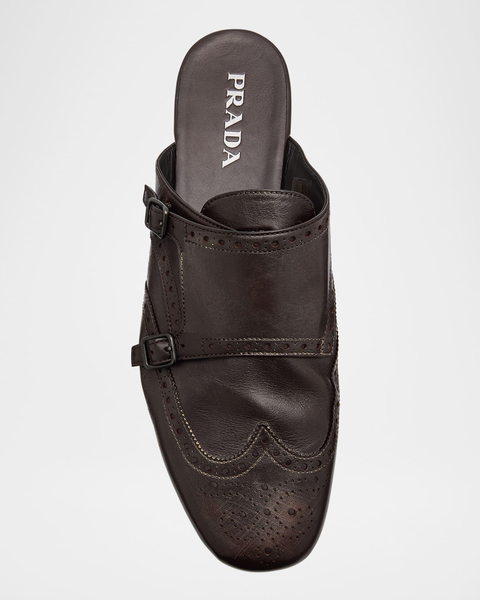 Men's Shuffle Leather Double-Monk Strap Mules Product Image