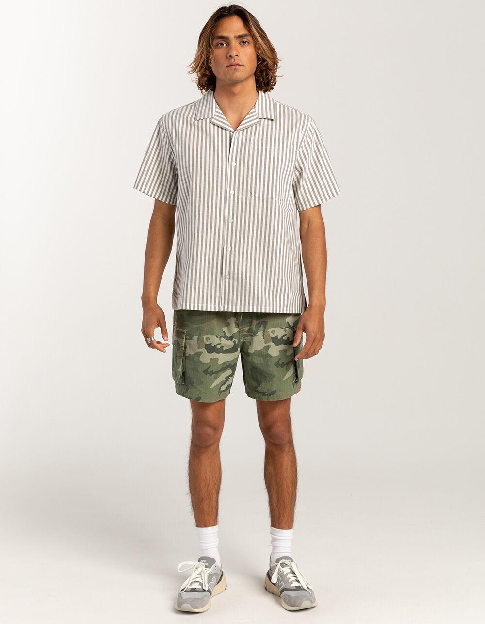 RSQ Mens Stripe Oxford Camp Shirt - GRAY Product Image