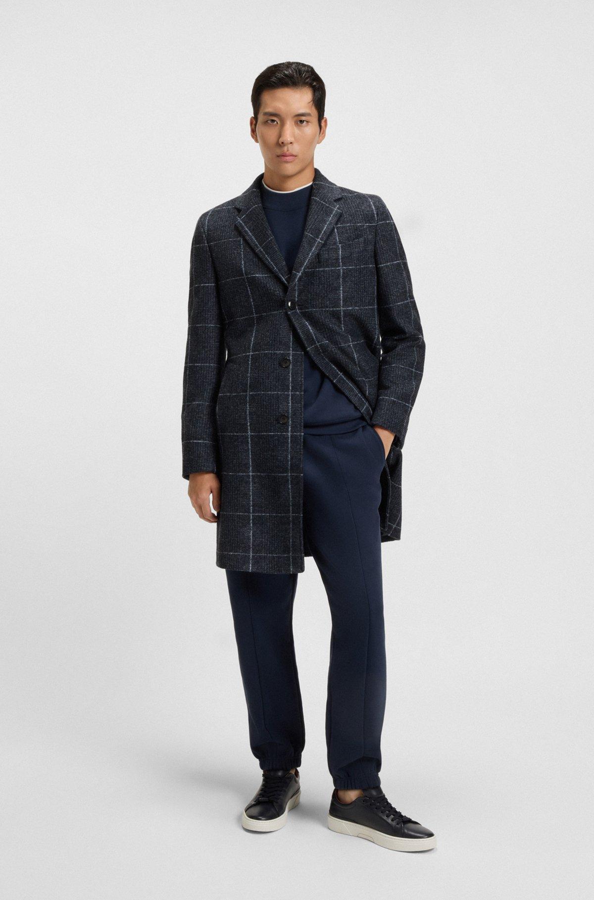Slim-fit coat with plain check Product Image