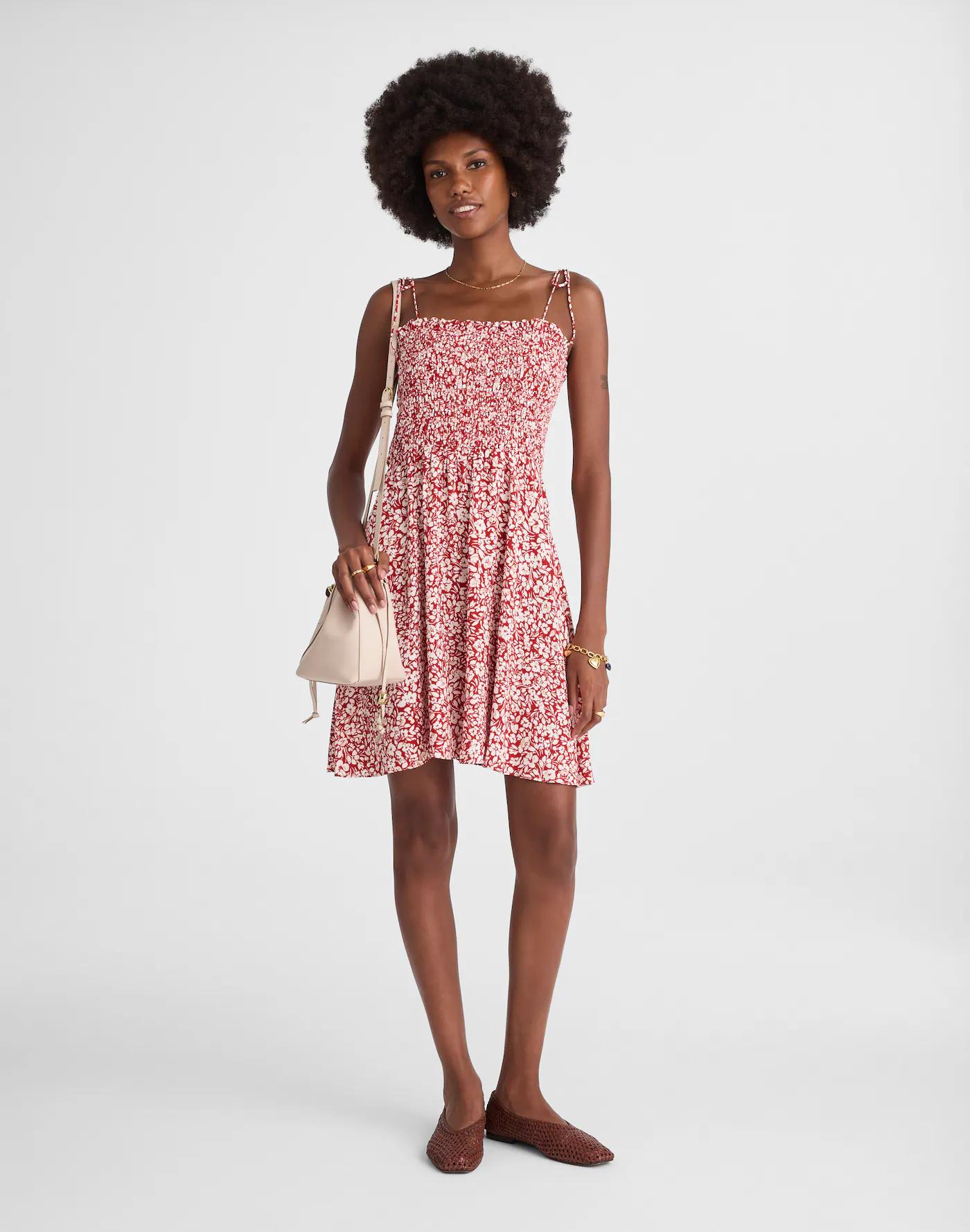 Tie Shoulder Mini Dress in Floral Product Image