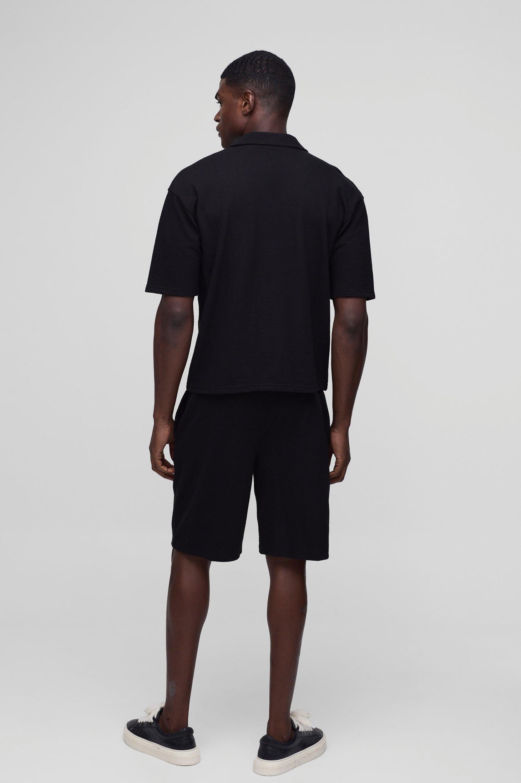 Jumbo Pique Boxy Shirt & Short Set | boohooMAN USA Product Image