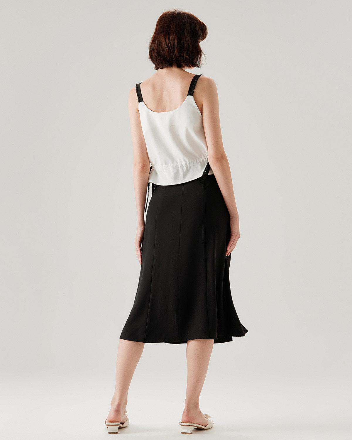 White Contrast Square Neck Tank Top Product Image