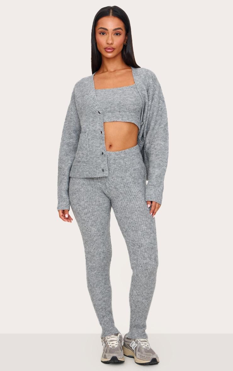 Petite Grey Marl Rib Knit Crop Top Product Image