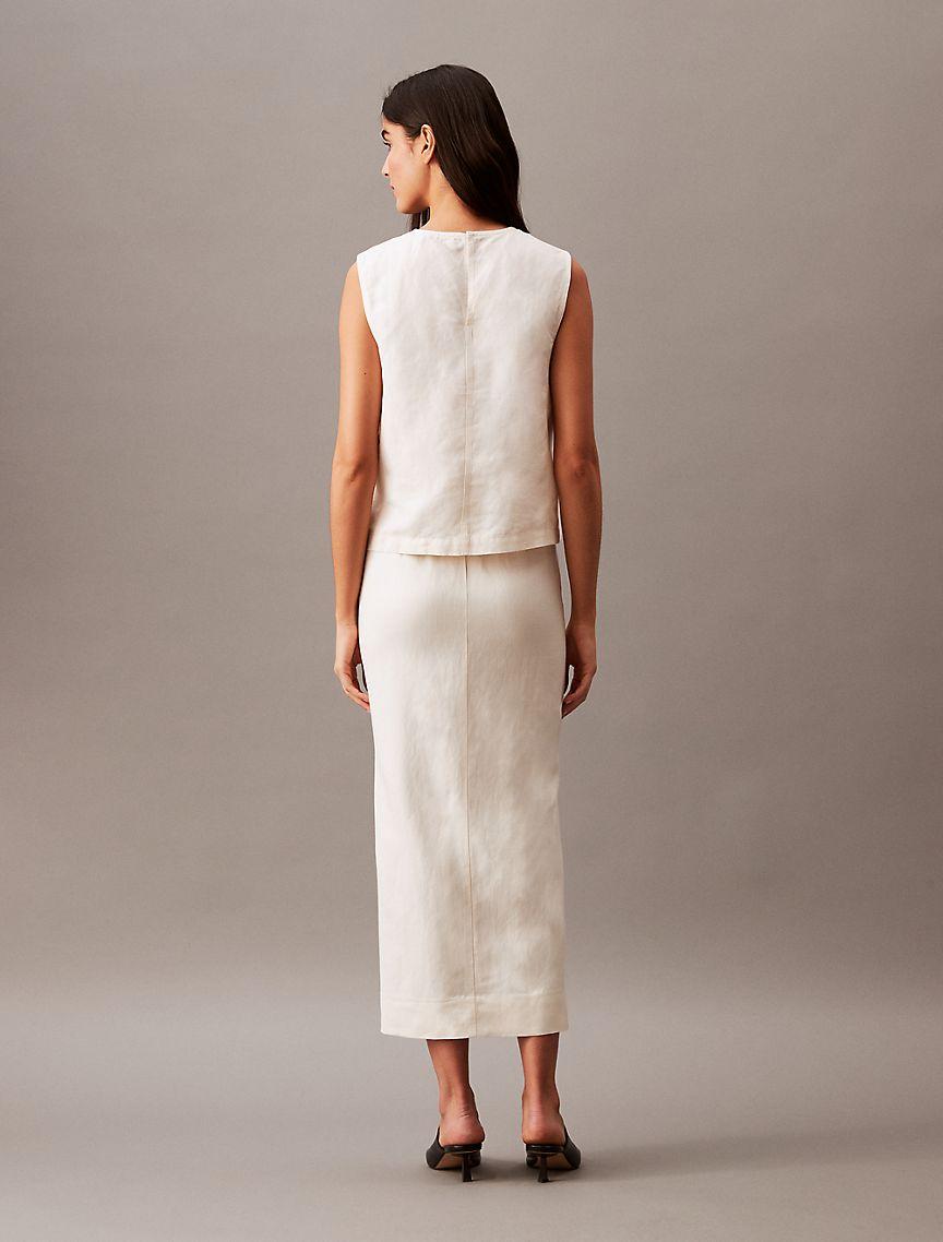 Linen Blend Midi Skirt Product Image