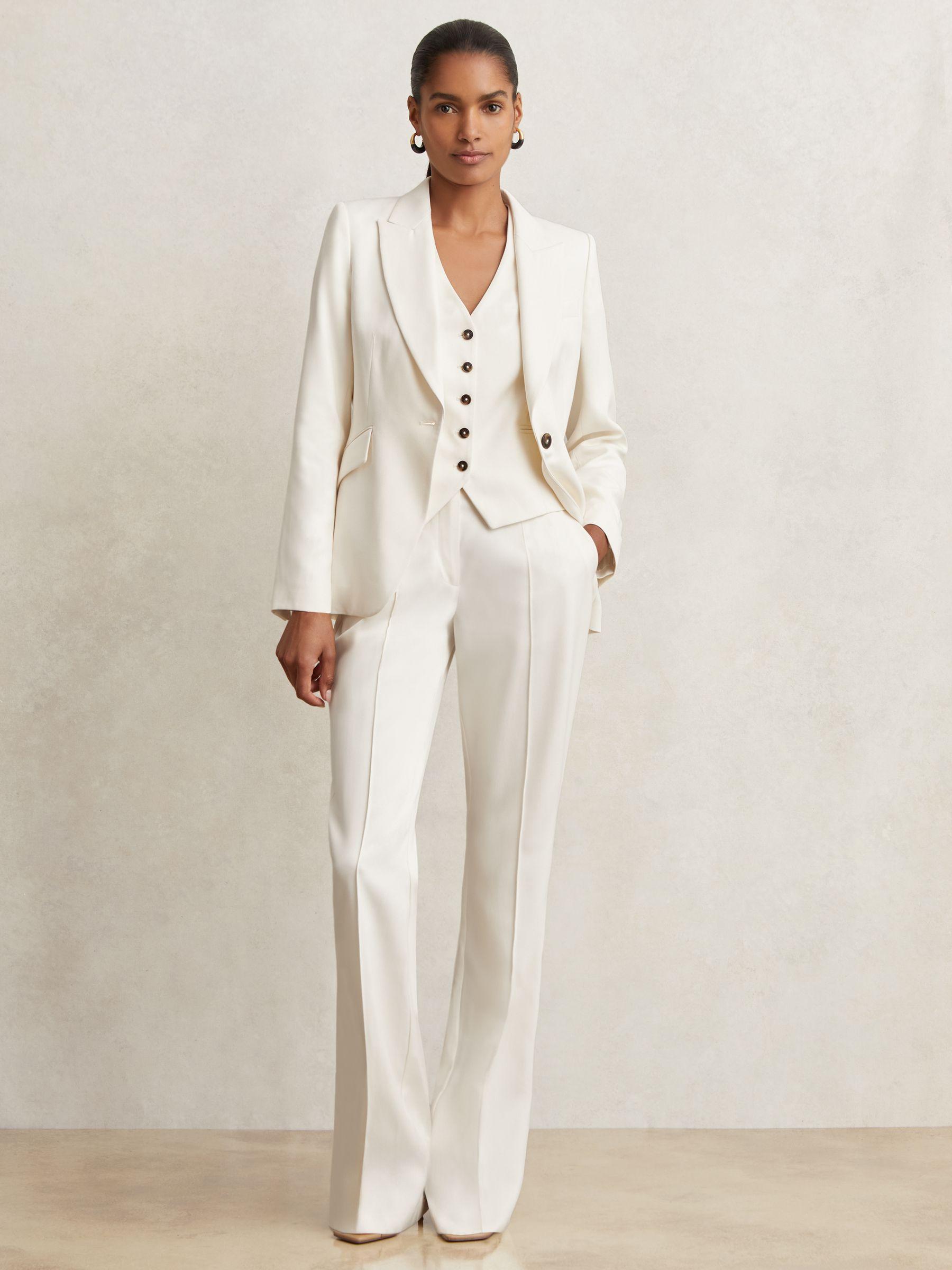 Single Breasted Tailored Waistcoat in Cream Product Image