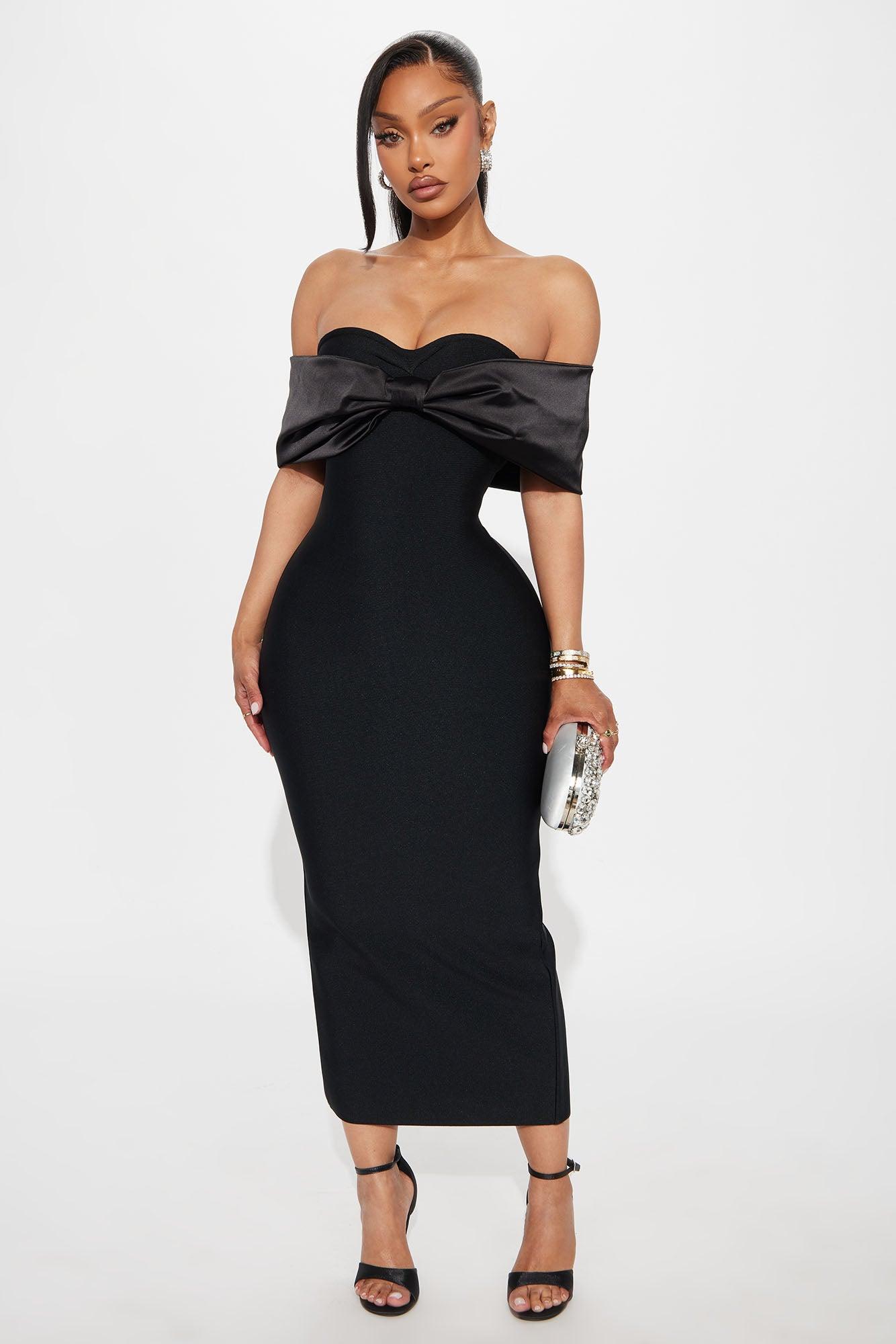 Pretty Privilege Bandage Midi Dress - Black Female Product Image