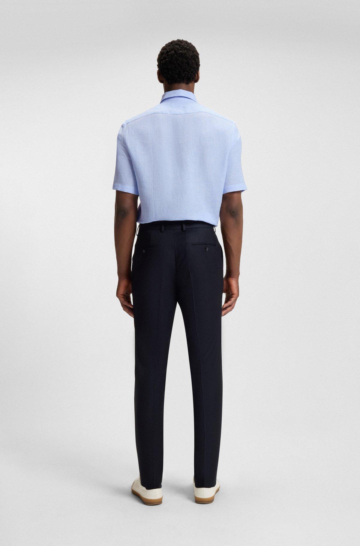 BOSS - BECKHAM x BOSS regular-fit shirt in 100% linen - Light Blue Product Image