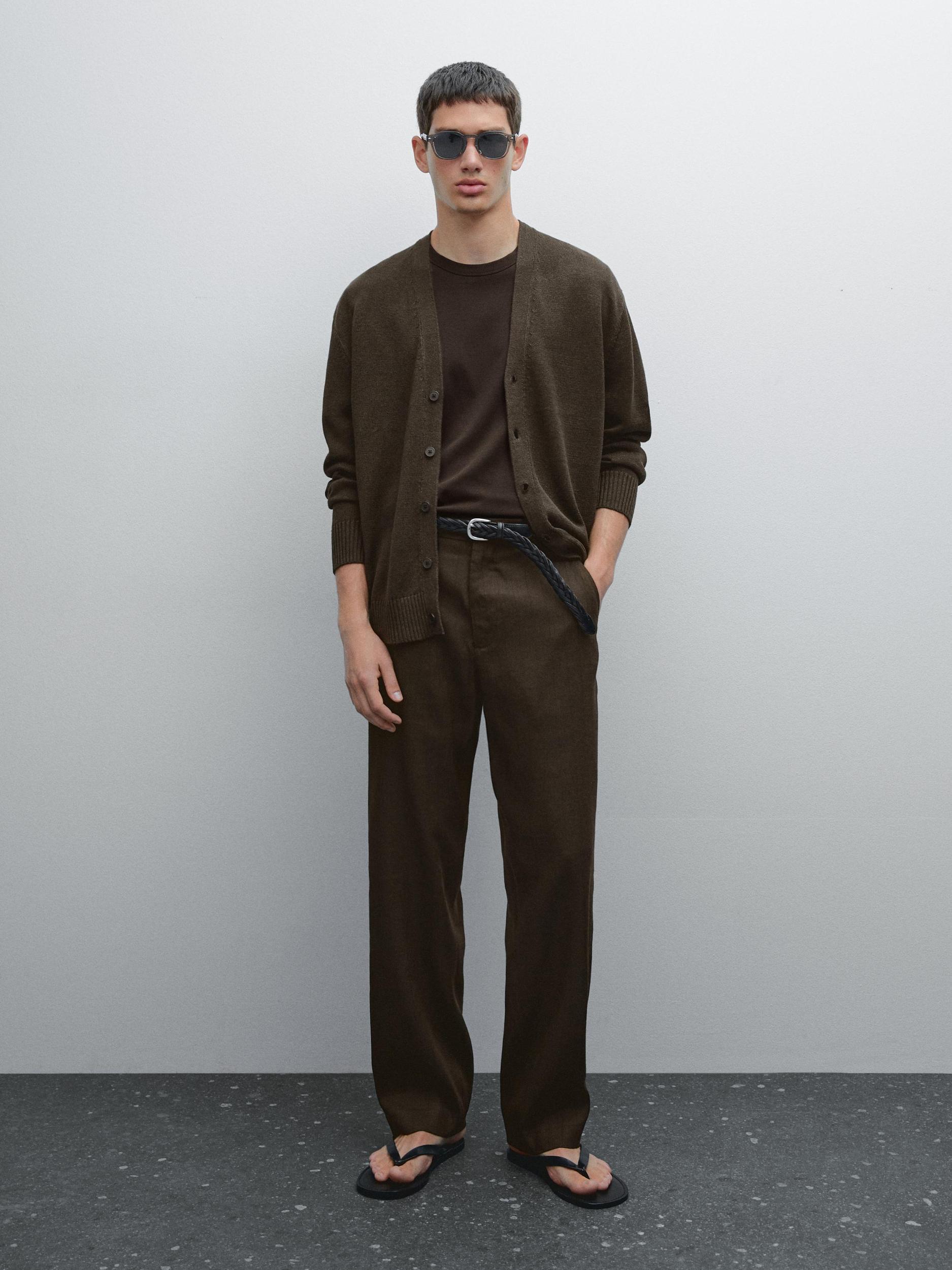 Linen blend knit cardigan Product Image