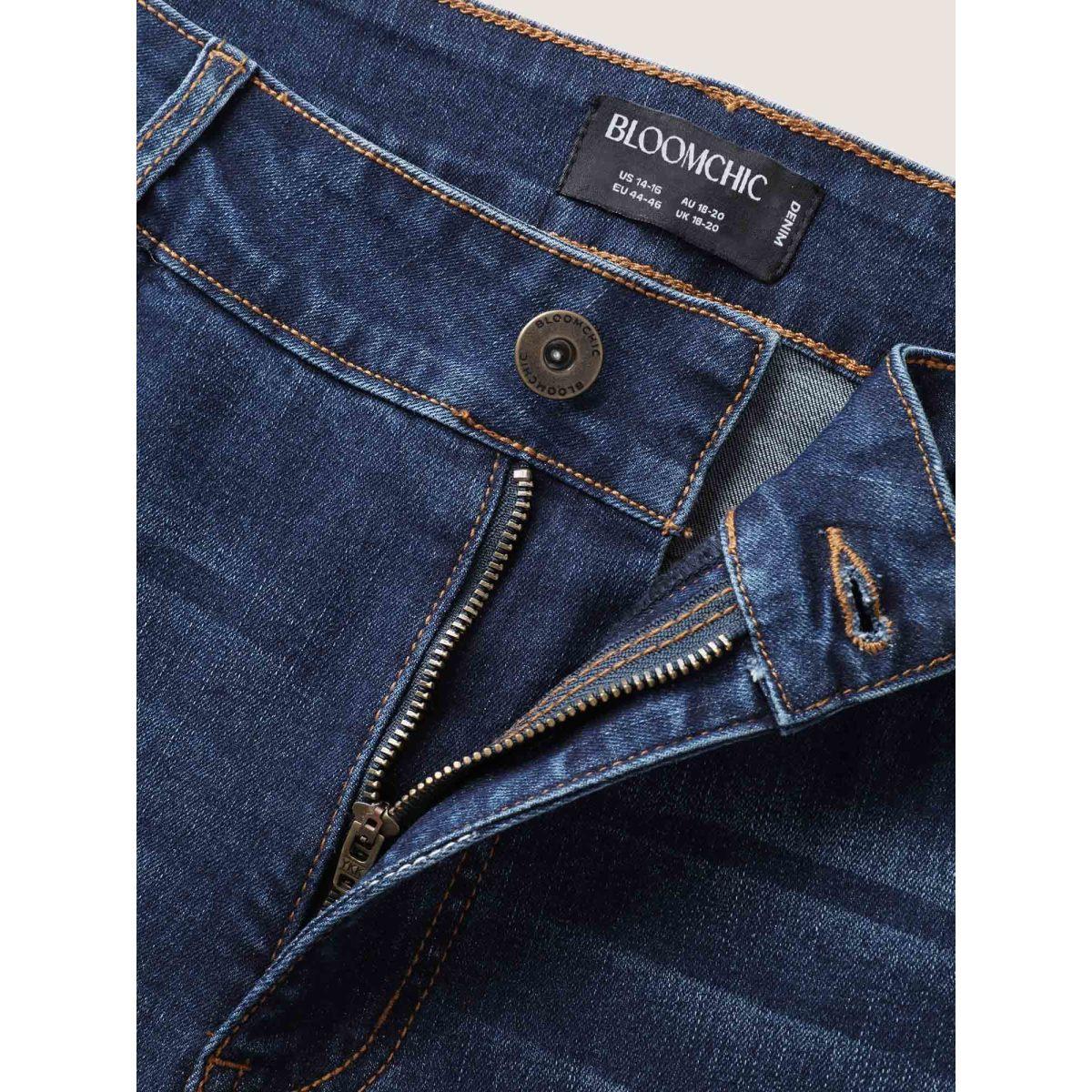 Plus Size Stretchy Butt-Lifting Skinny-Fit Jeans Women Midblue Leisure High stretch Slanted pocket Jeans BloomChic 22/3X Product Image