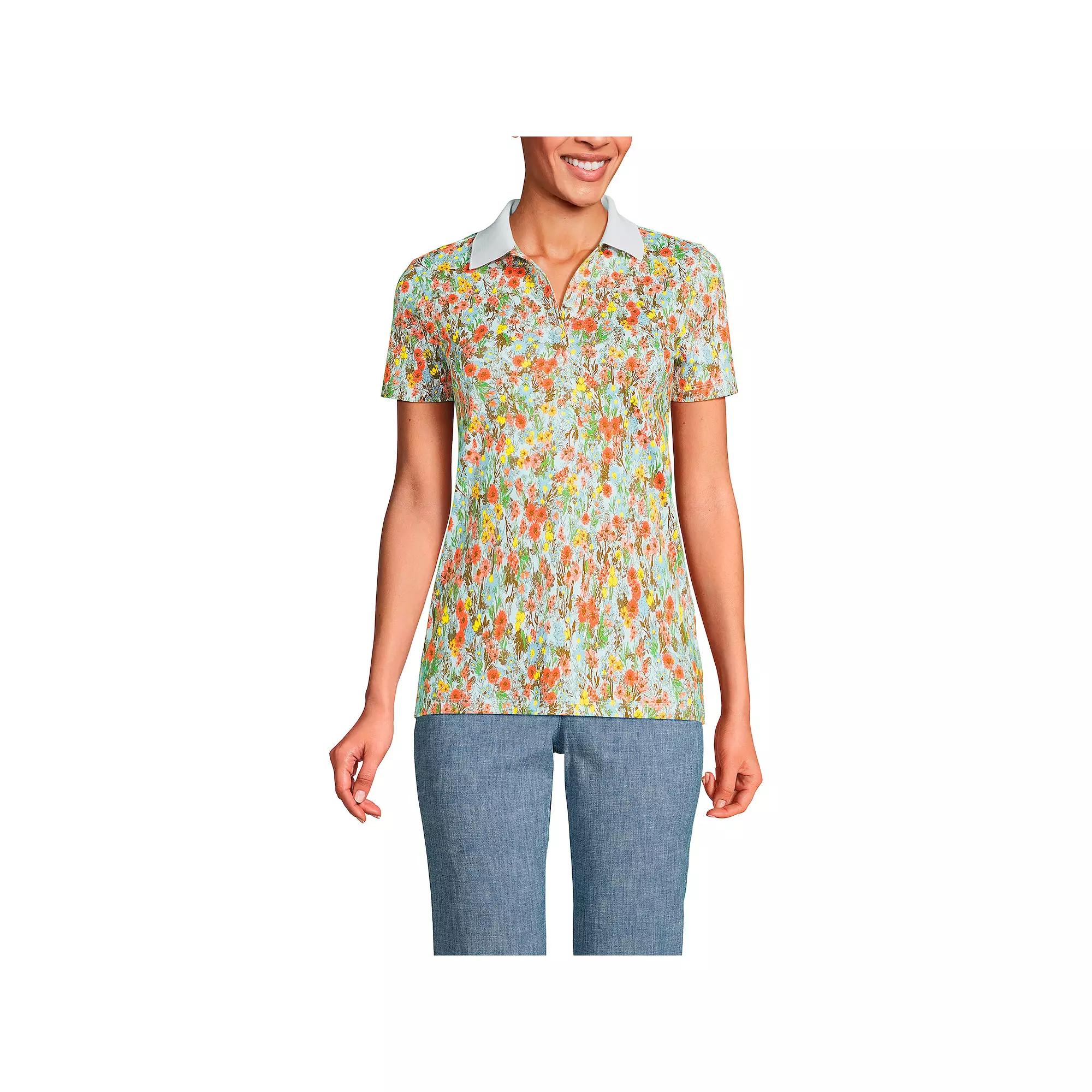 Petite Lands' End Supima Cotton Short Sleeve Polo Shirt, Women's,  Product Image