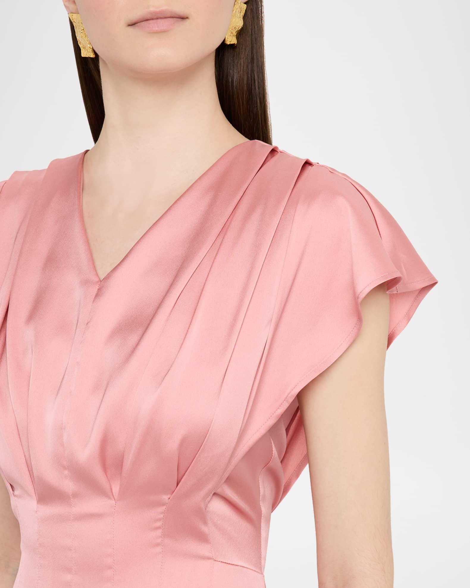 Fit-&-Flare Charmeuse Tuck-Waist Midi Dress Product Image