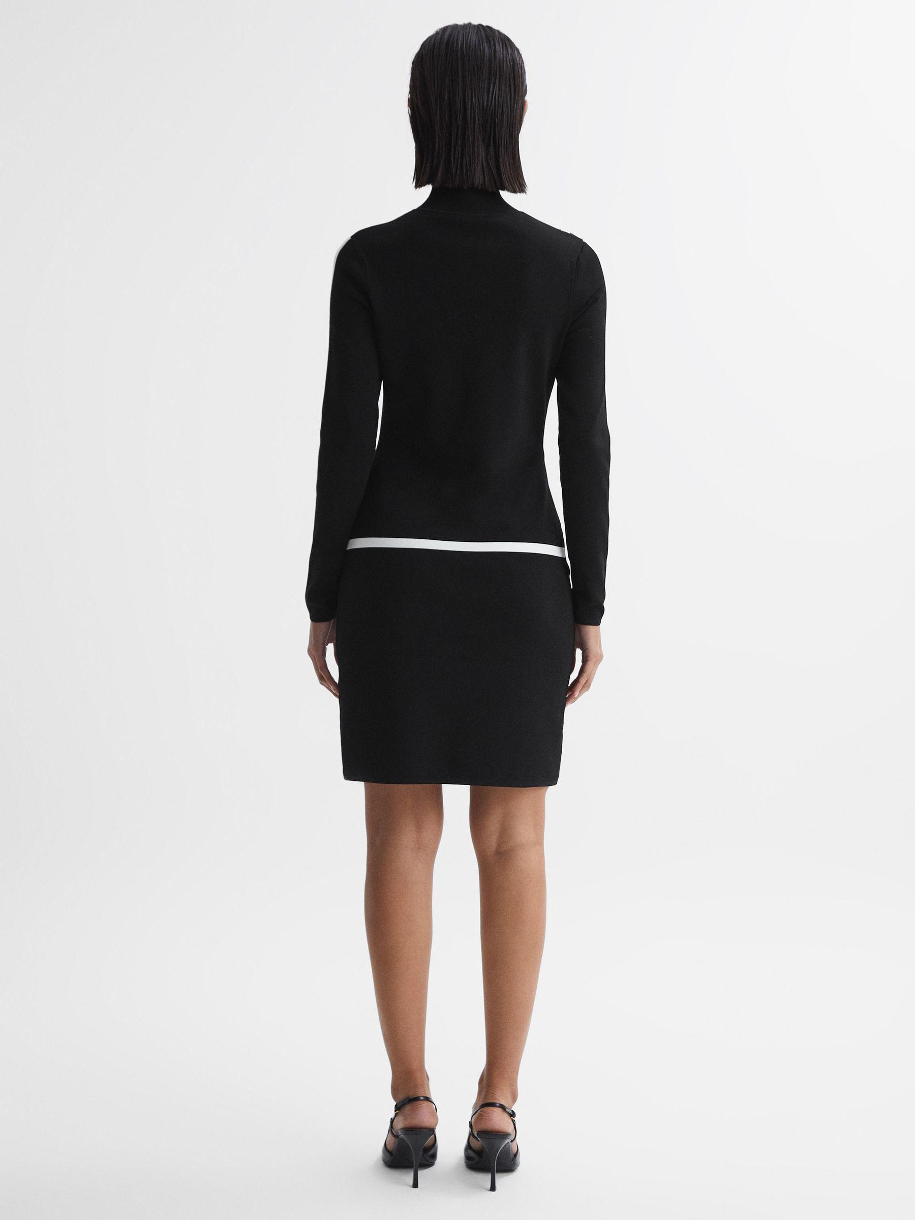 Knitted Bodycon Mini Dress in Black/Ivory Product Image