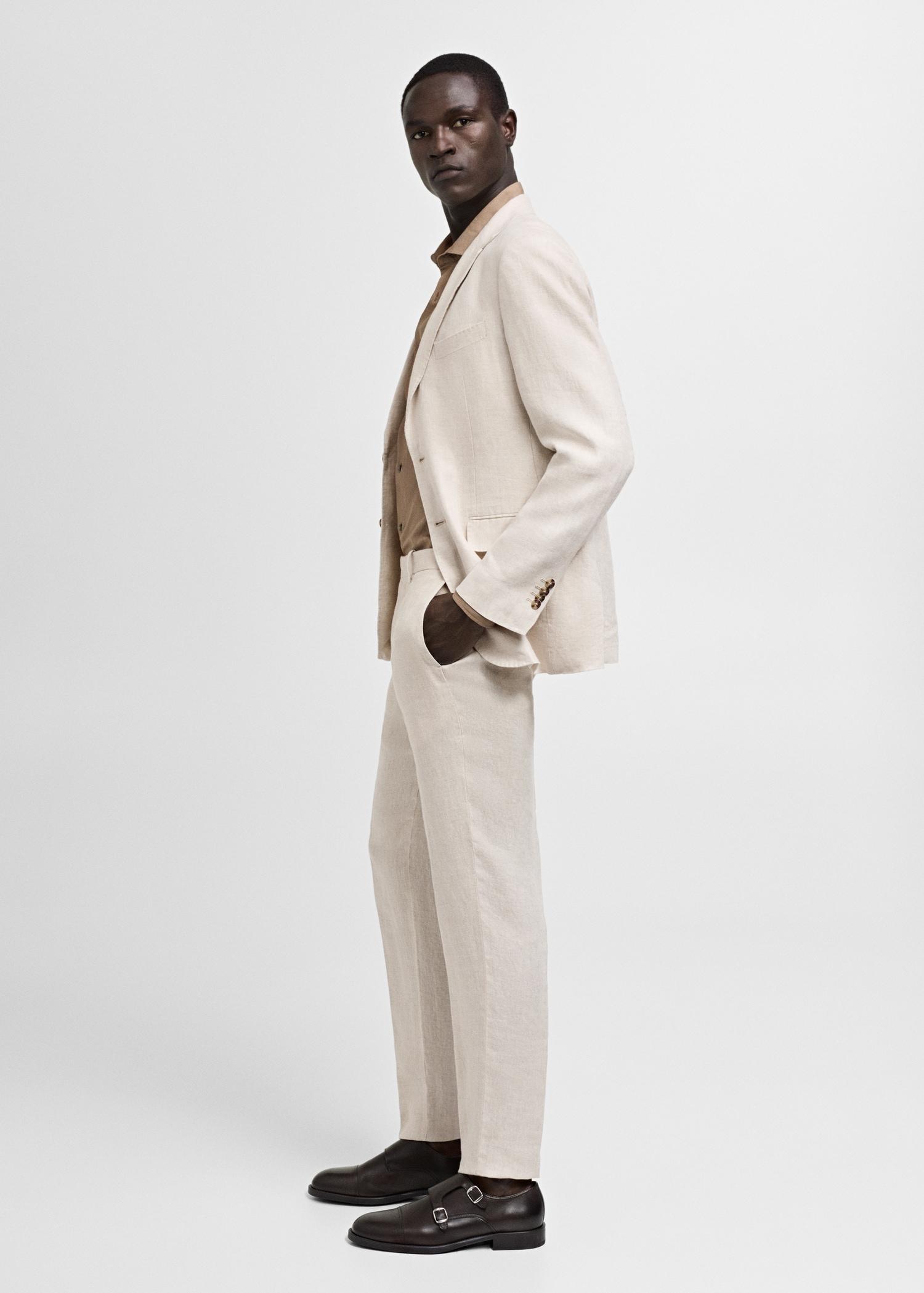 100% linen slim-fit suit pants - Men | MANGO USA Product Image