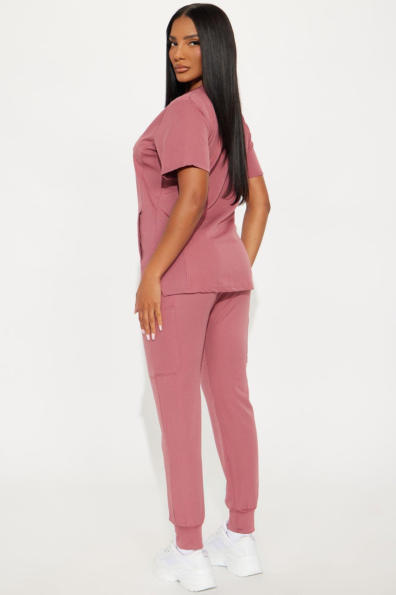 Get To Work Stretch Uniform Scrub Jogger Set - Rose Female Product Image